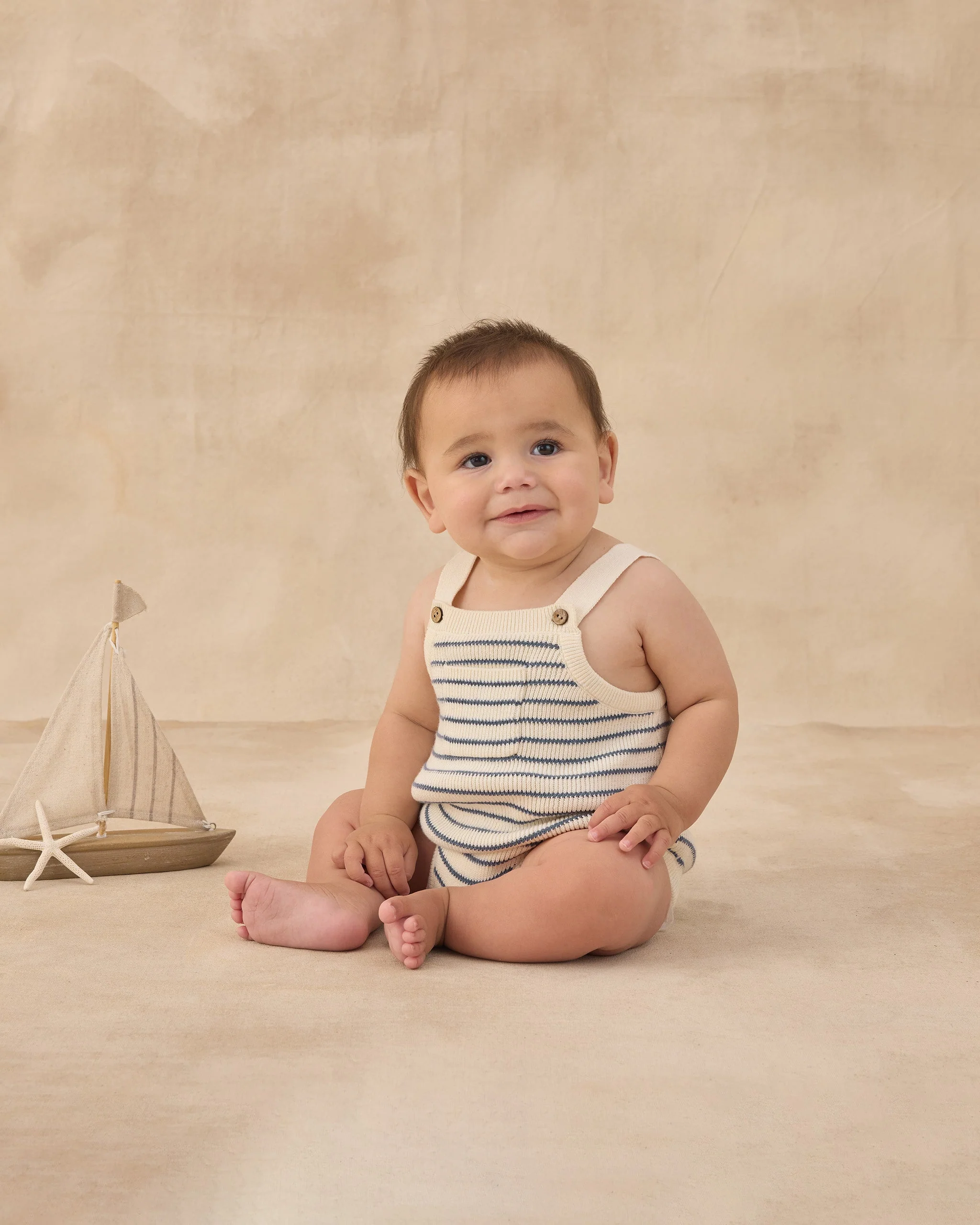 Ashton Knit Romper Marine Stripe - Image 2