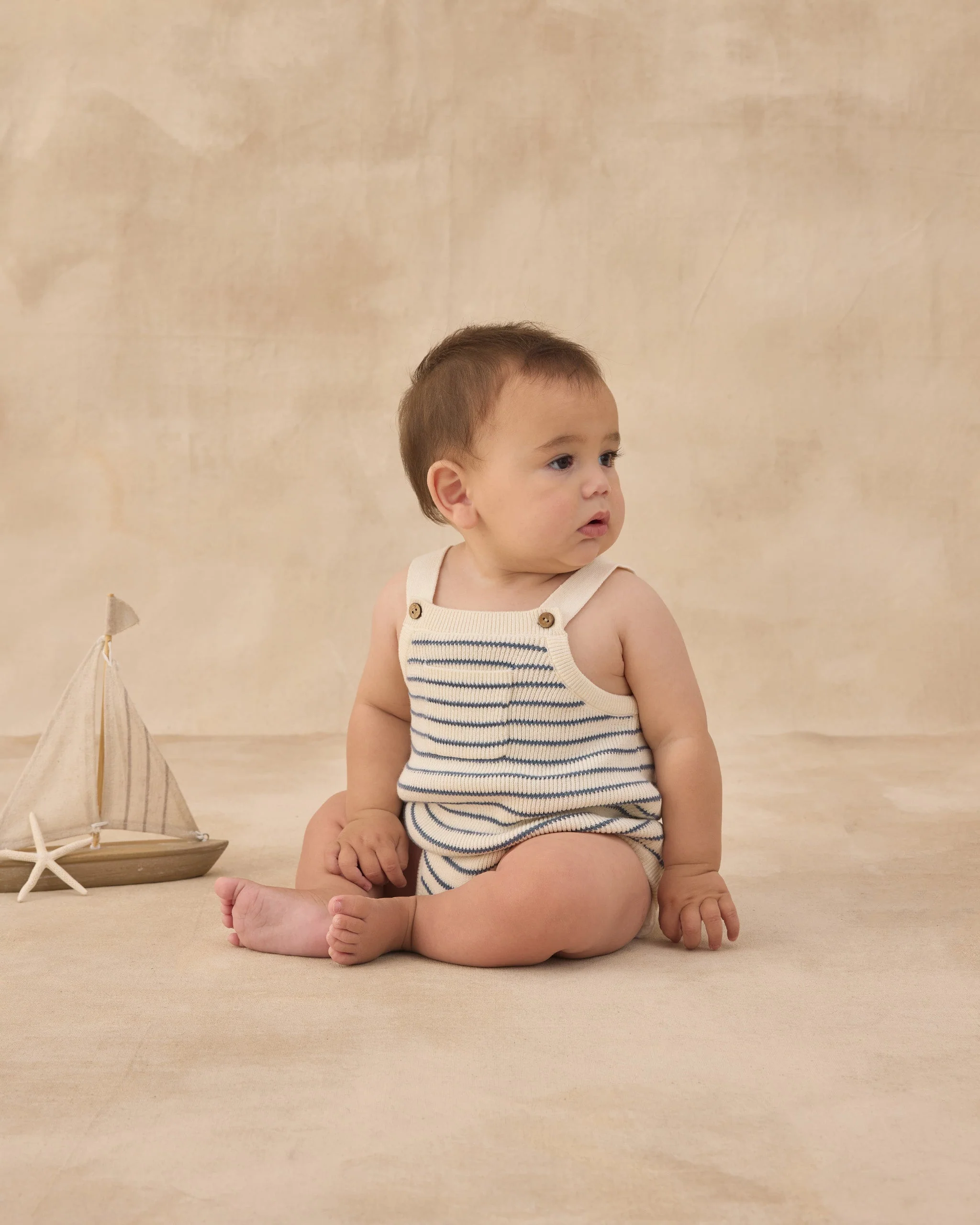 Ashton Knit Romper Marine Stripe - Image 3