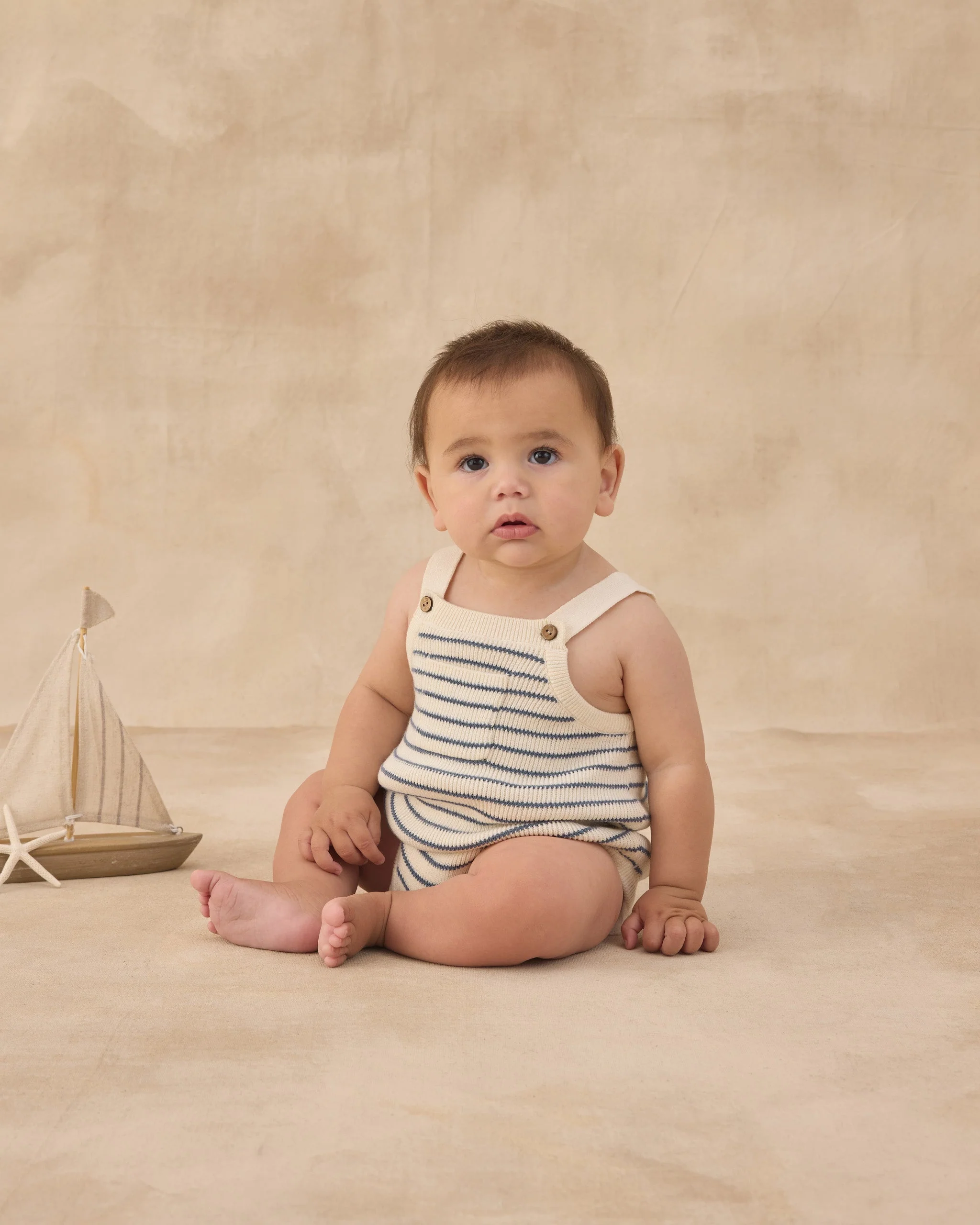 Ashton Knit Romper Marine Stripe - Image 4