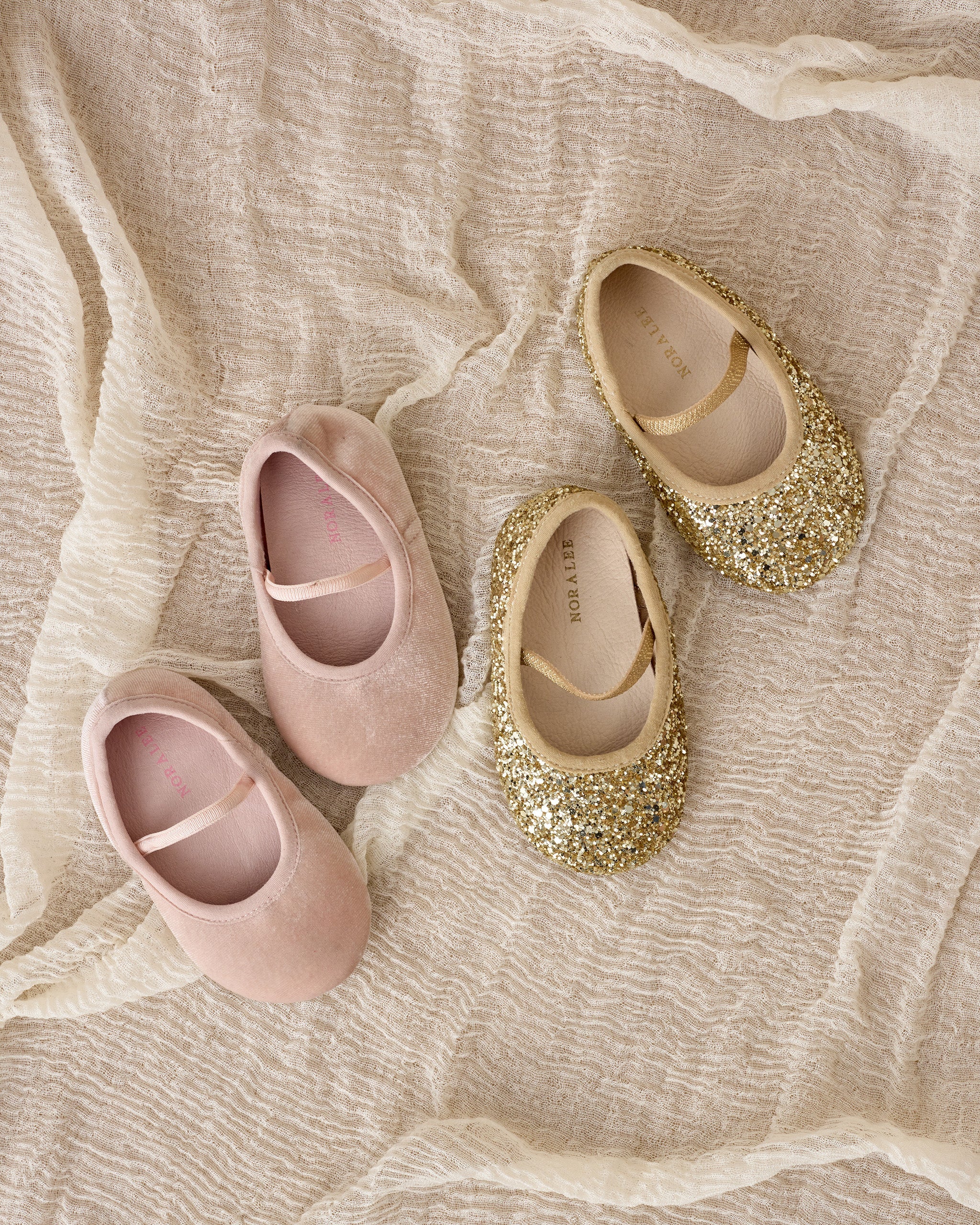 NL Baby Ballet Flats | Gold Sparkle - Image 3