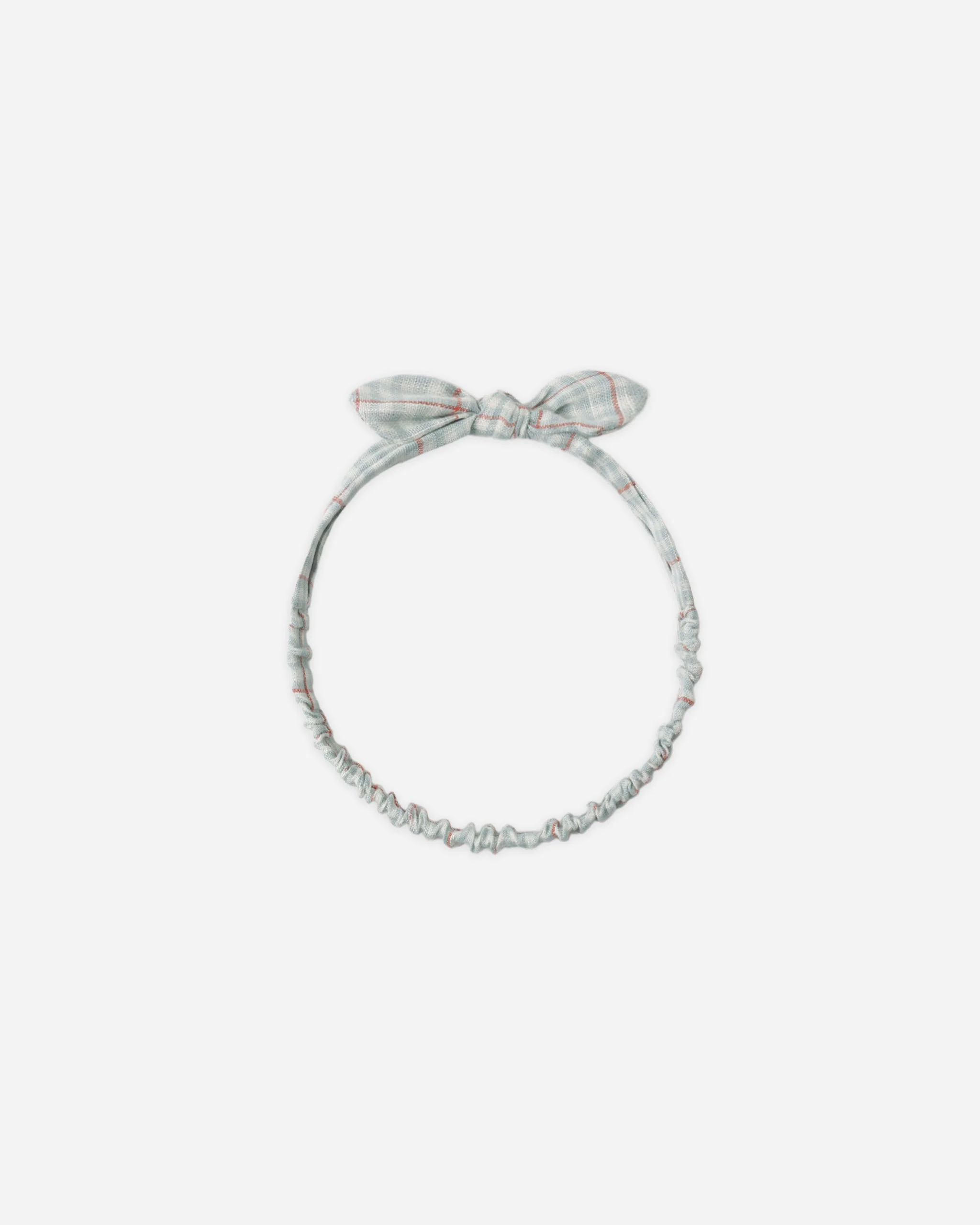 Baby Bow Headband Light Blue Plaid