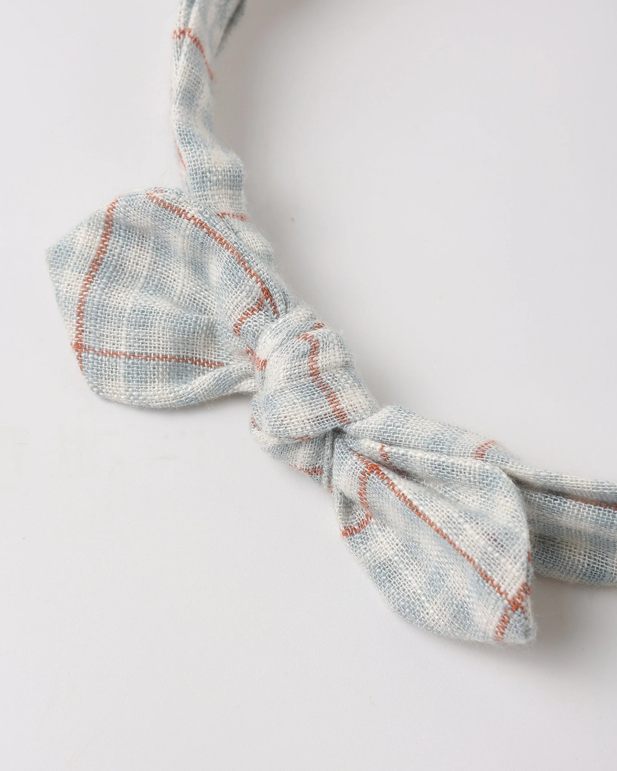 Baby Bow Headband Light Blue Plaid - Image 2