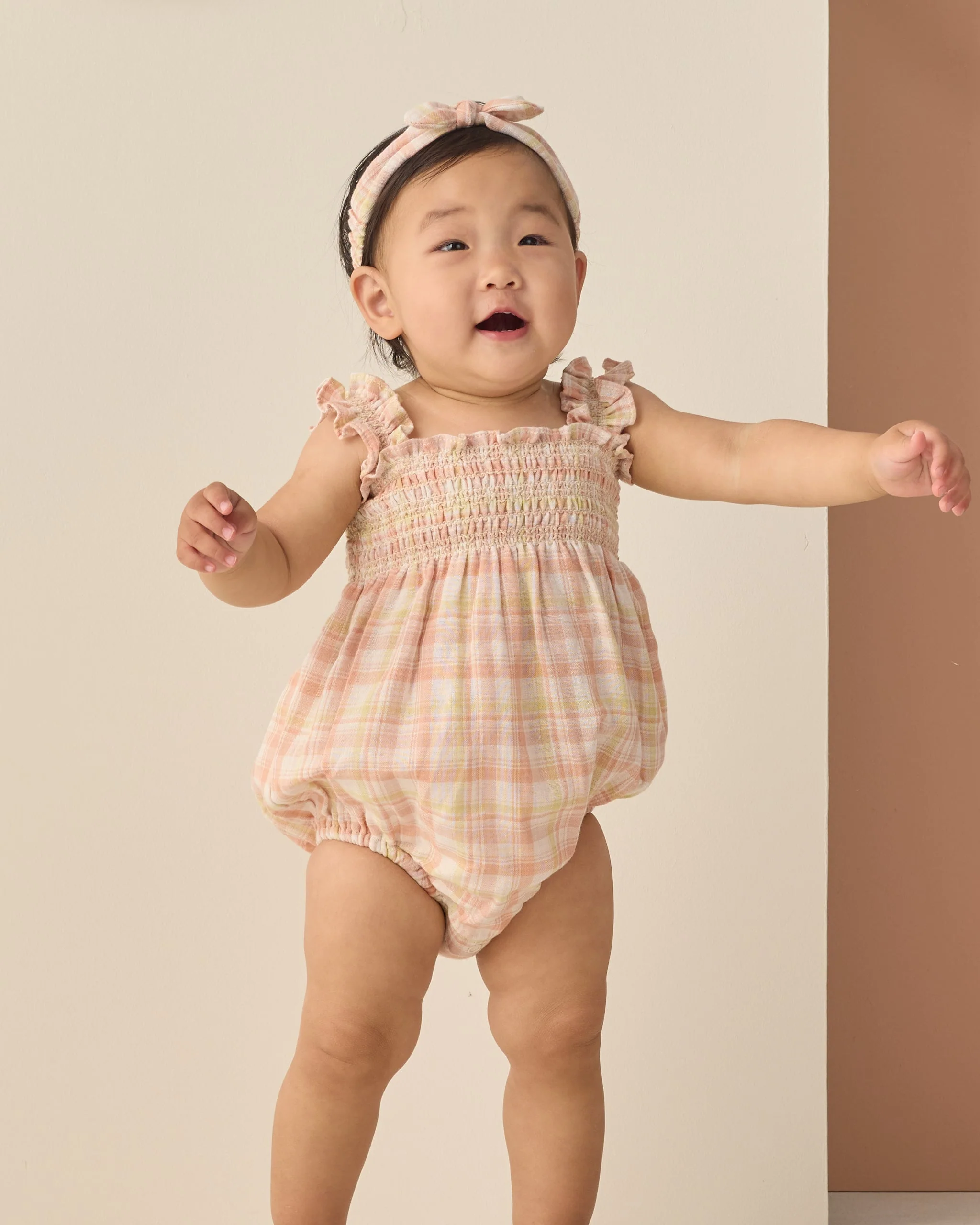 Baby Bow Headband Summer Plaid - Image 2