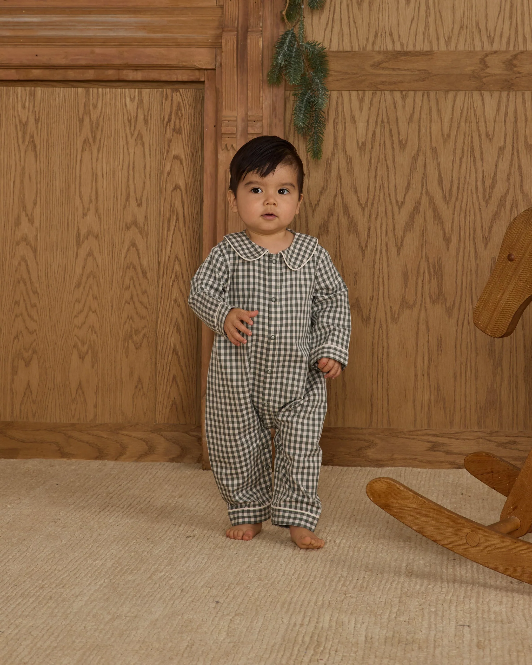 Baby Pajama Romper || Evergreen Gingham - Image 3