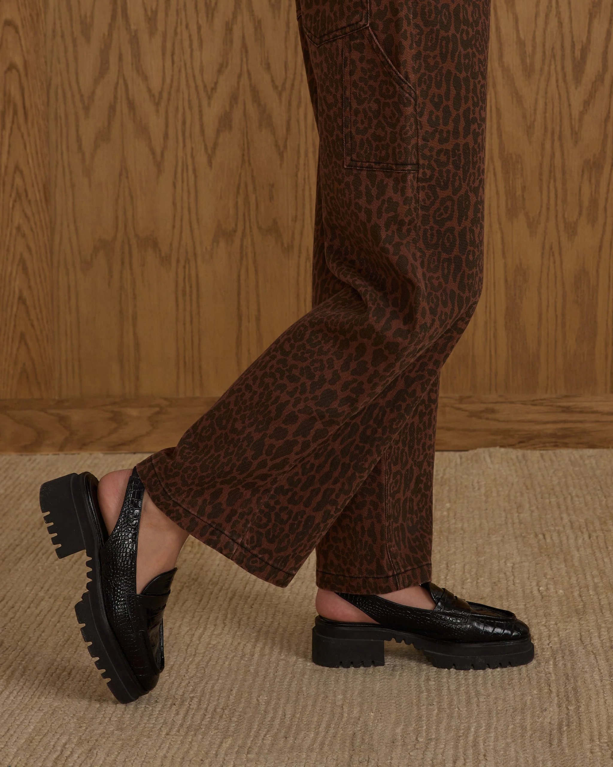 Baggy Wide Leg Denim || Leopard - Image 2