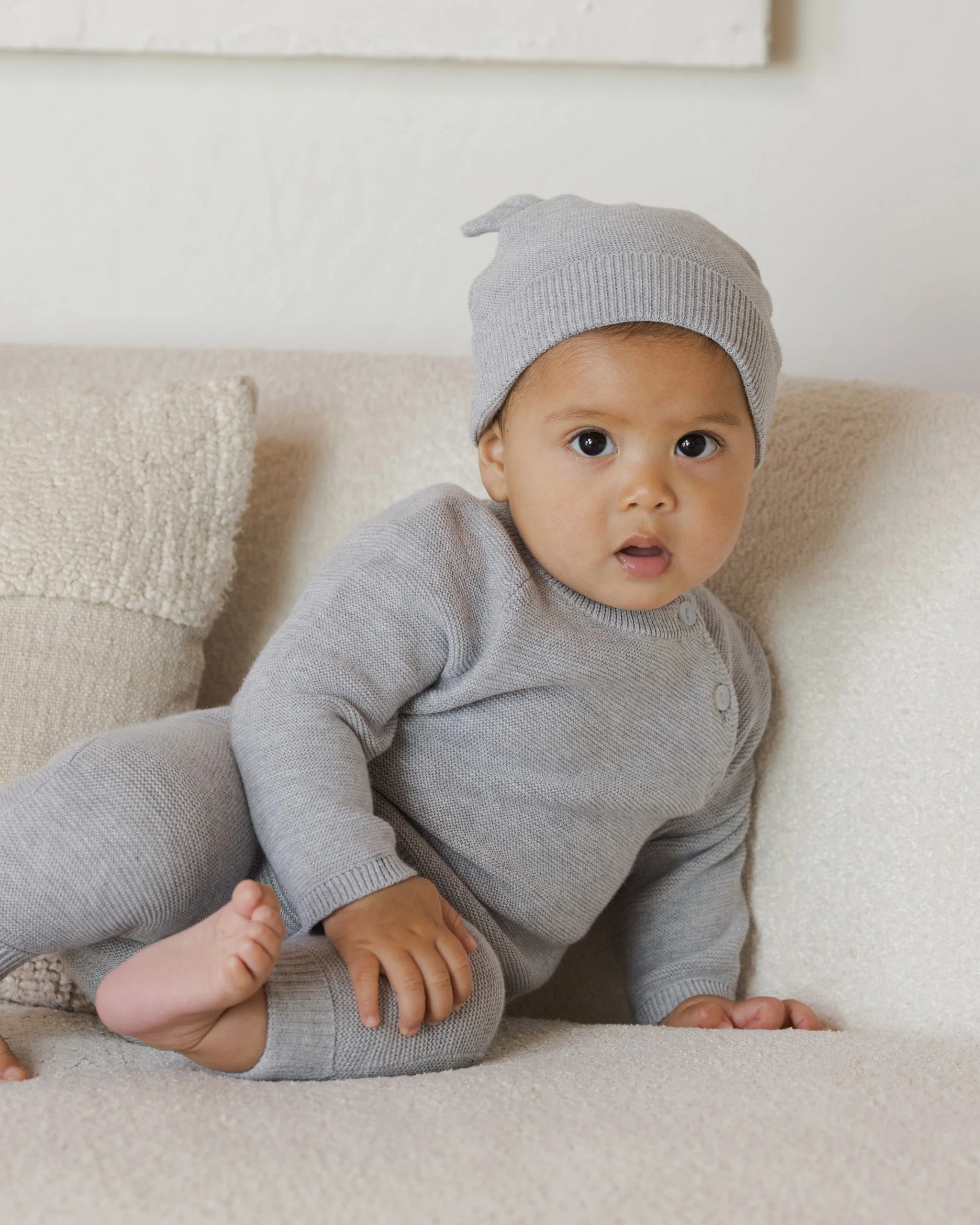 Bailey Knit Sweater || Heathered Dusty Blue - Image 3