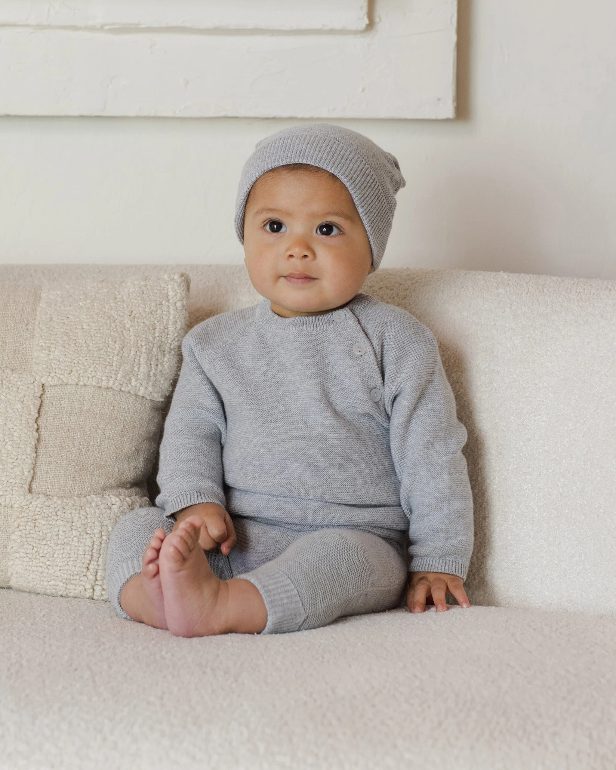 Bailey Knit Sweater || Heathered Dusty Blue - Image 4