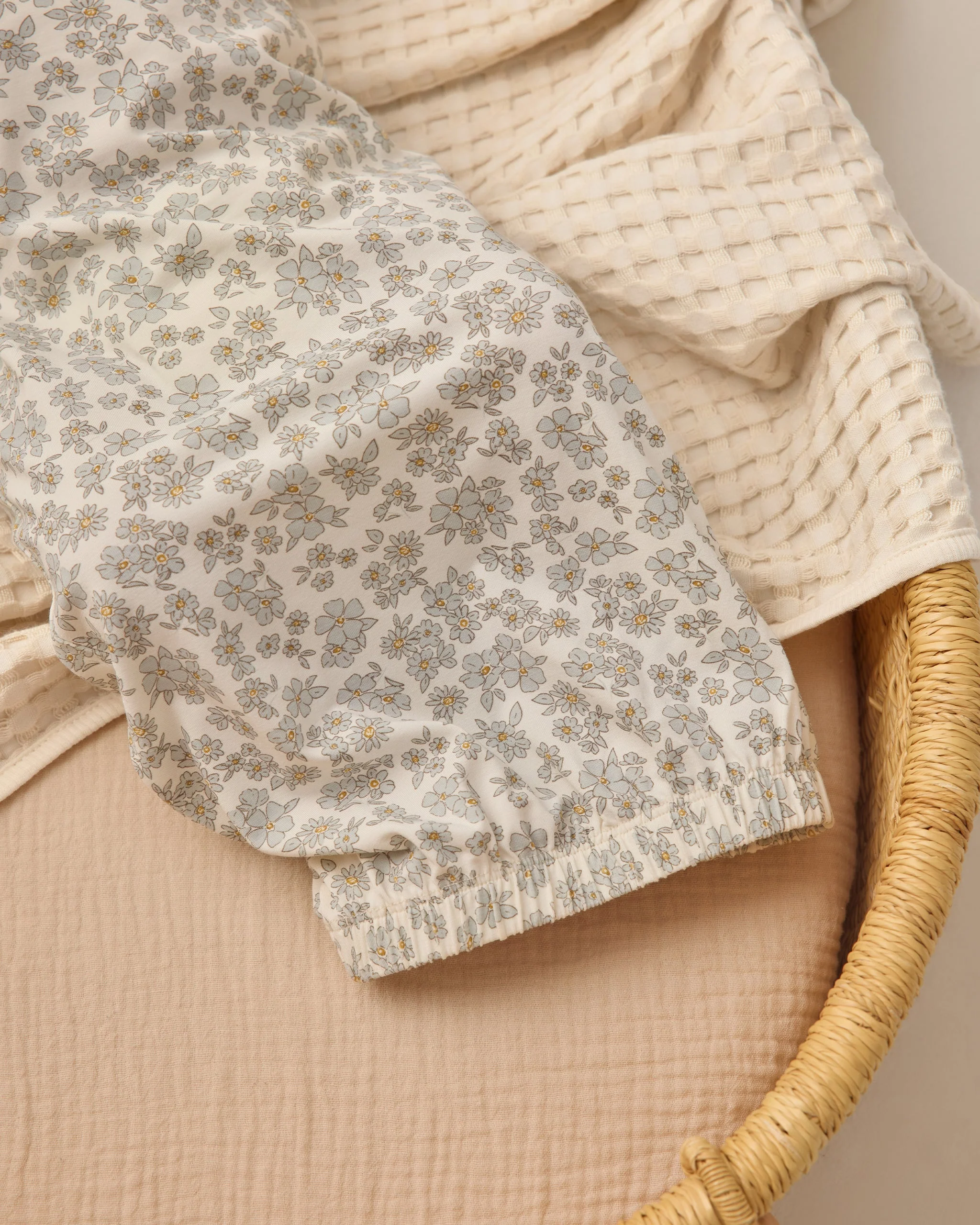 Bamboo Baby Gown + Hat Set Blue Floral - Image 4