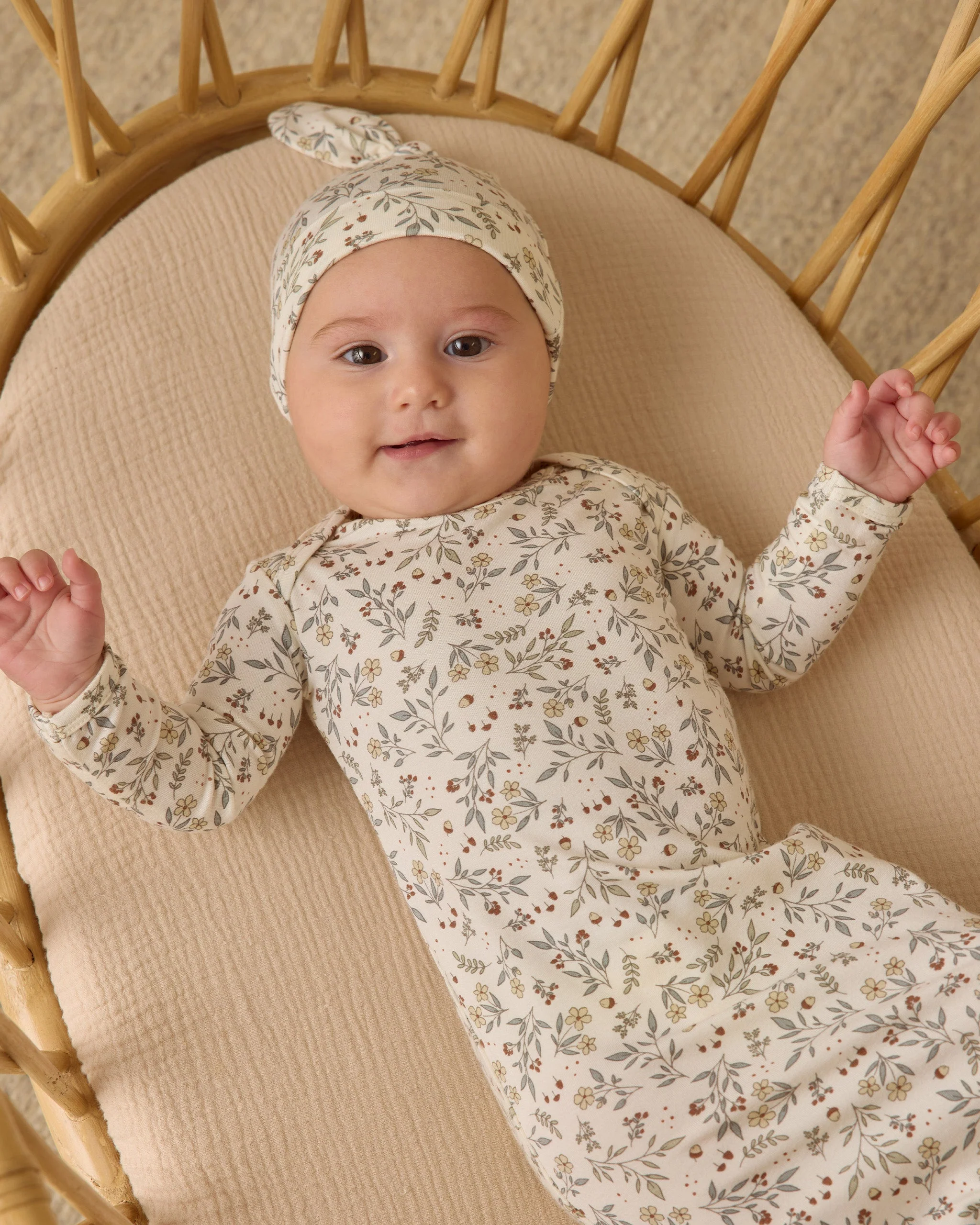 Bamboo Baby Gown + Hat Set || Woodland - Image 2