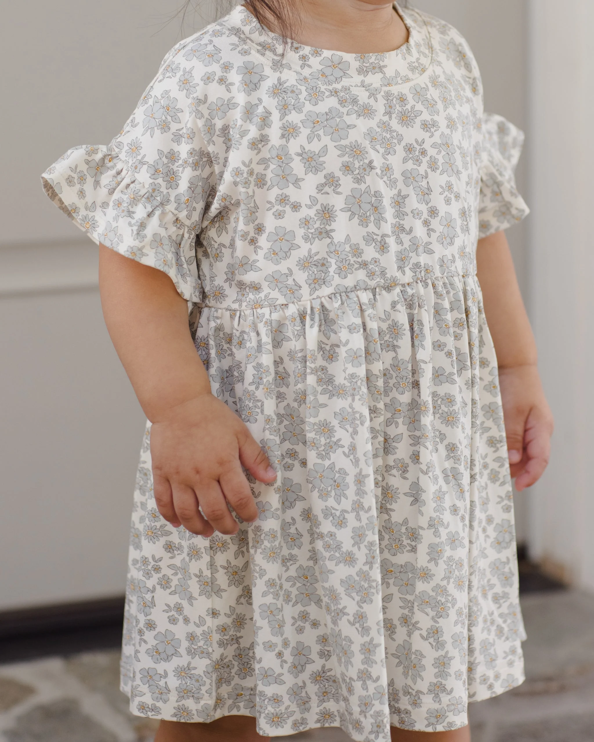 Bamboo Babydoll Dress Blue Floral - Image 3
