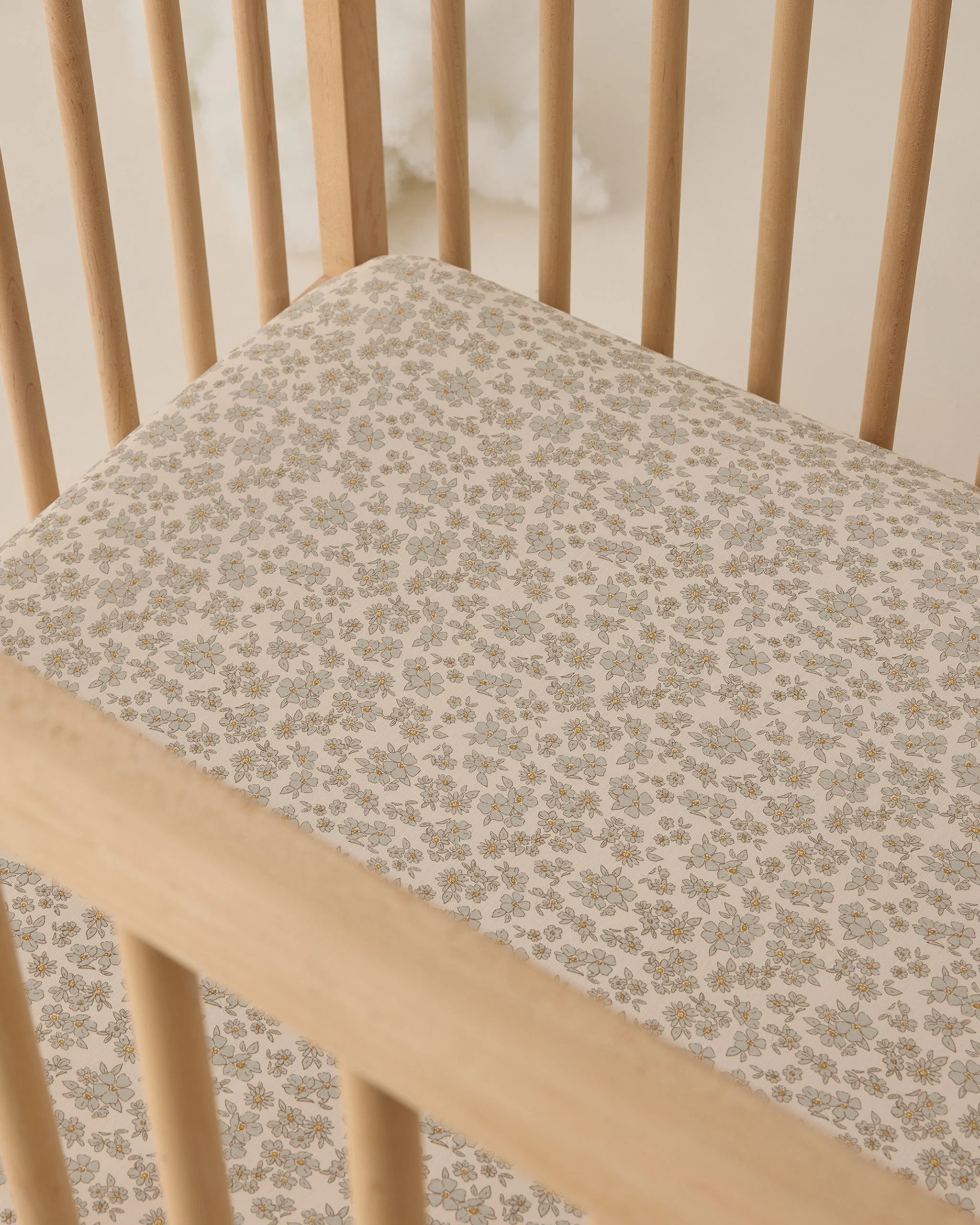 Bamboo Crib Sheet Blue Floral - Image 2