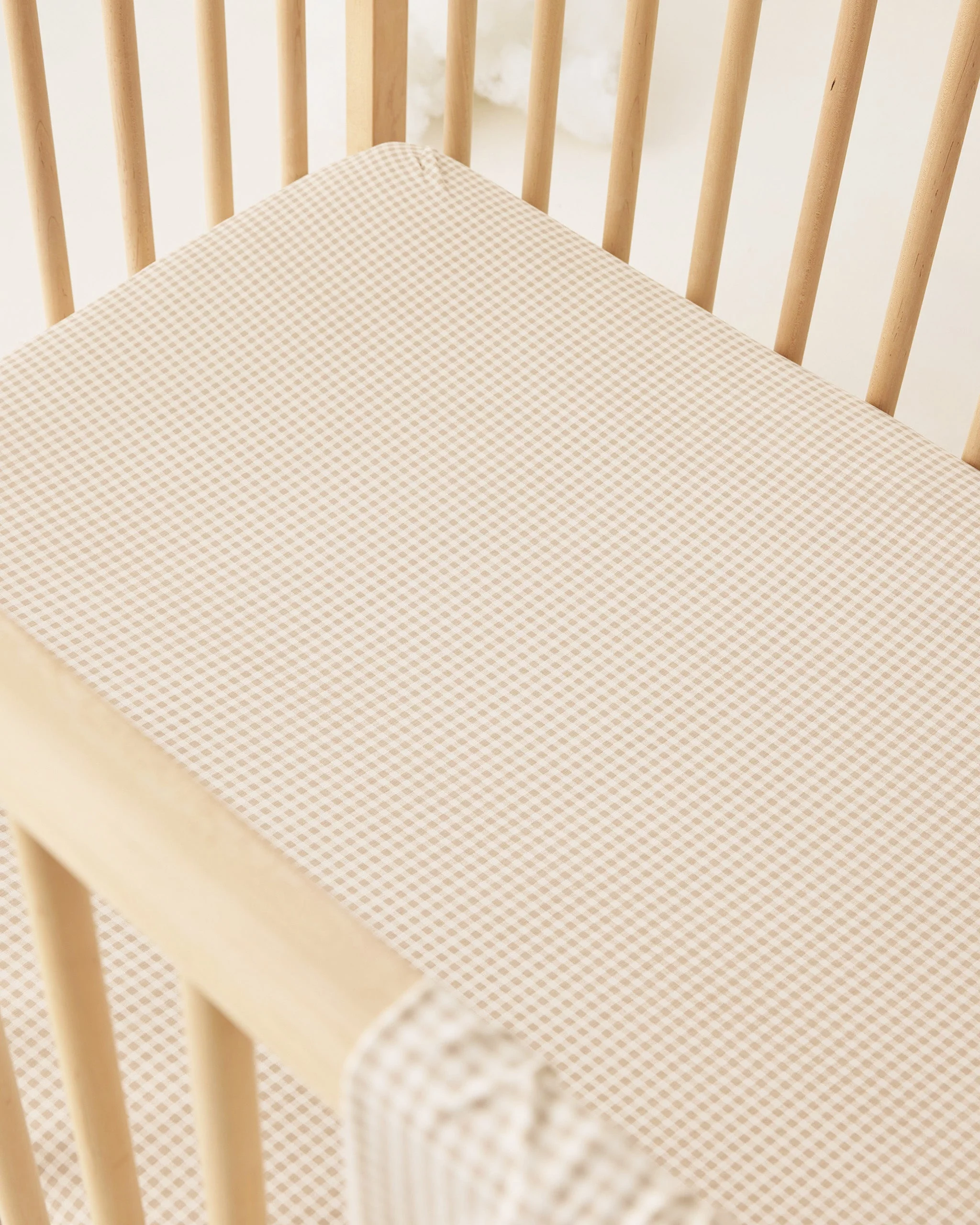 Bamboo Crib Sheet Oat Gingham - Image 2