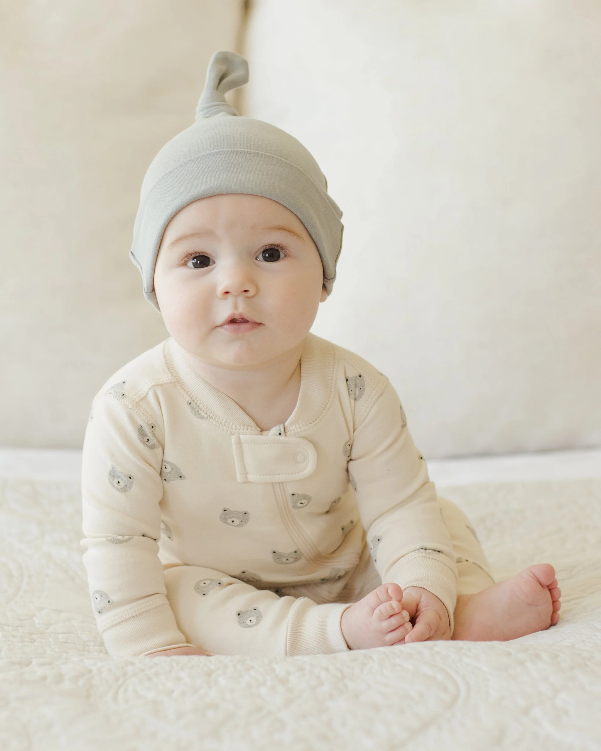 Bamboo Knotted Baby Hat || Steel Blue - Image 2