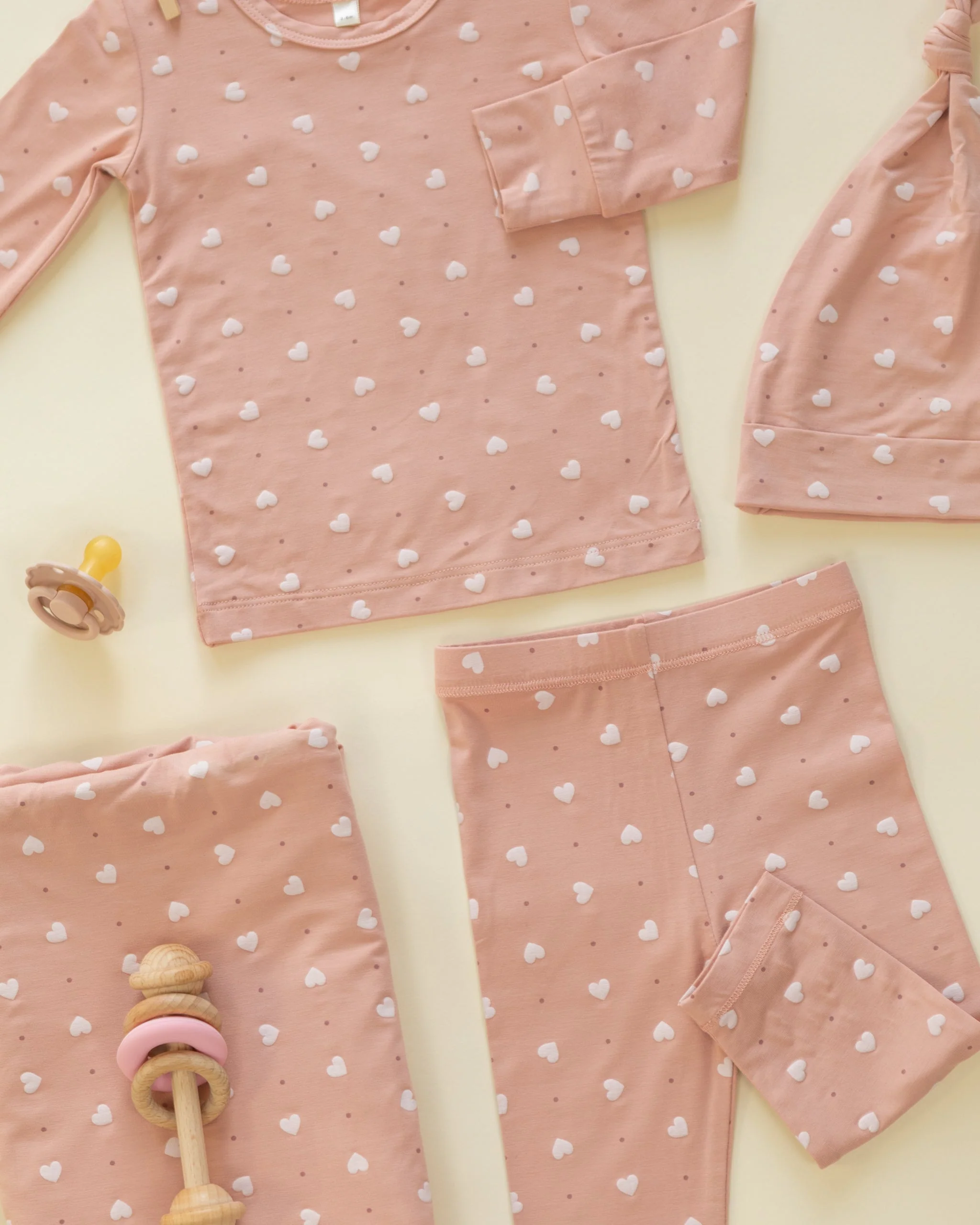 Bamboo Pajama Set Pink Hearts - Image 2
