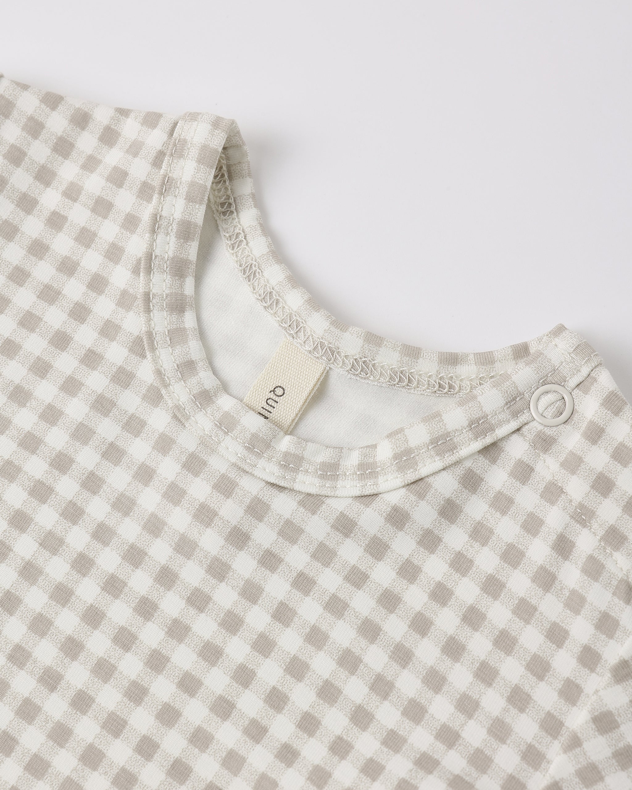 Bamboo Short Sleeve Bodysuit Oat Gingham - Image 4