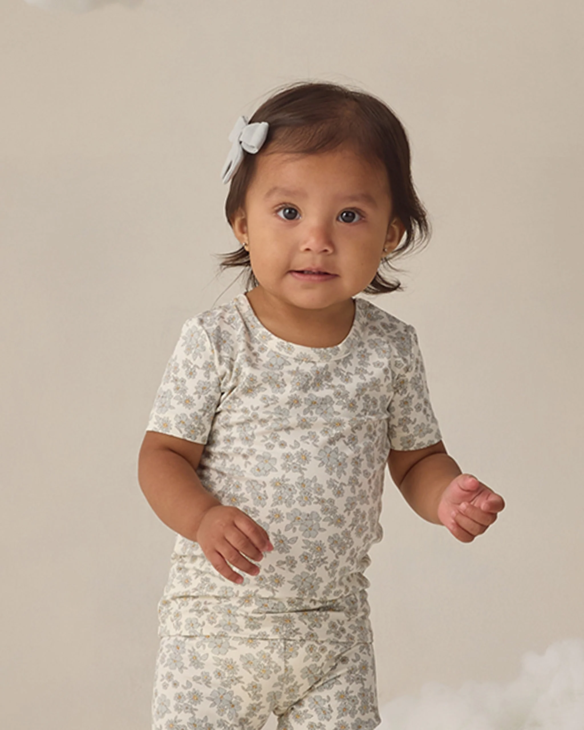 Bamboo Short Sleeve Pajama Set Blue Floral - Image 4