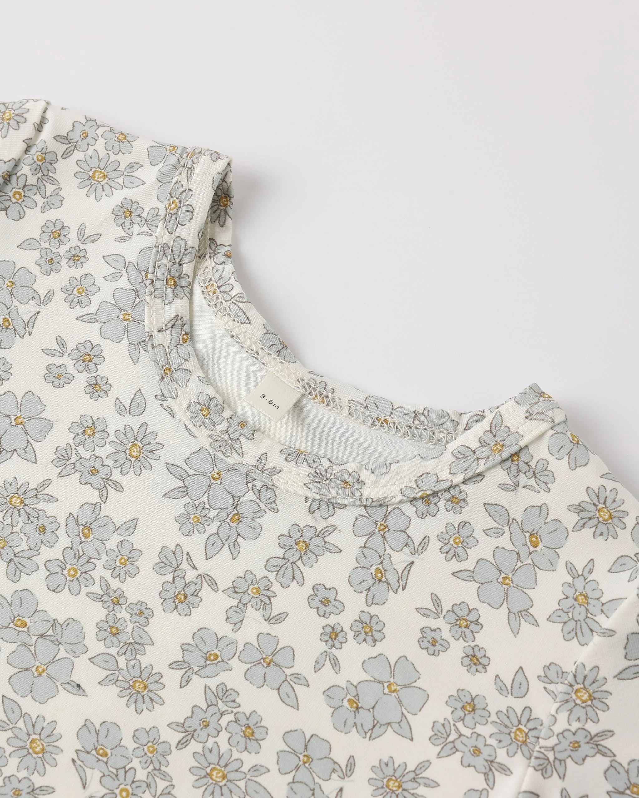 Bamboo Short Sleeve Pajama Set Blue Floral - Image 6