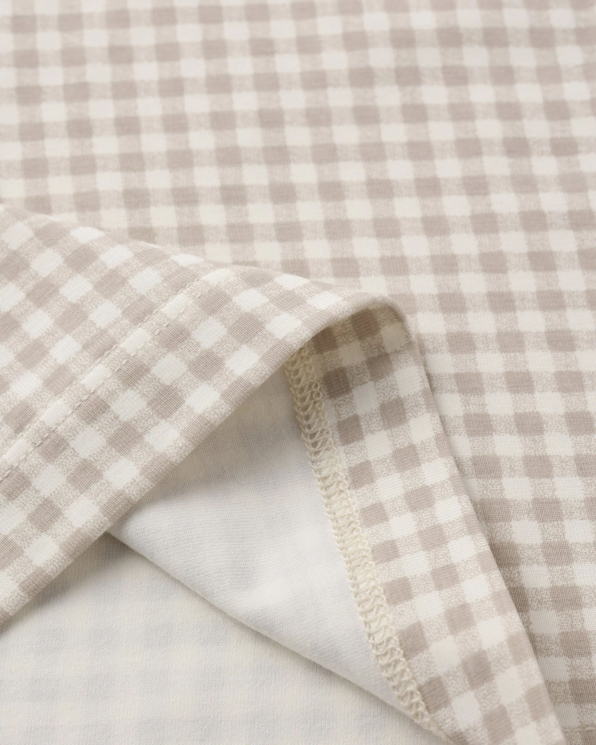 Bamboo Short Sleeve Pajama Set Oat Gingham - Image 5