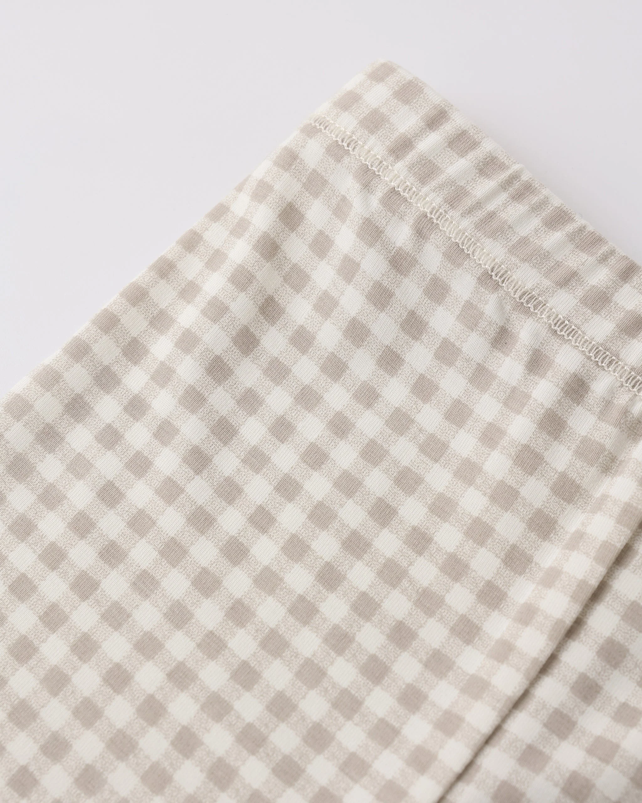 Bamboo Short Sleeve Pajama Set Oat Gingham - Image 6