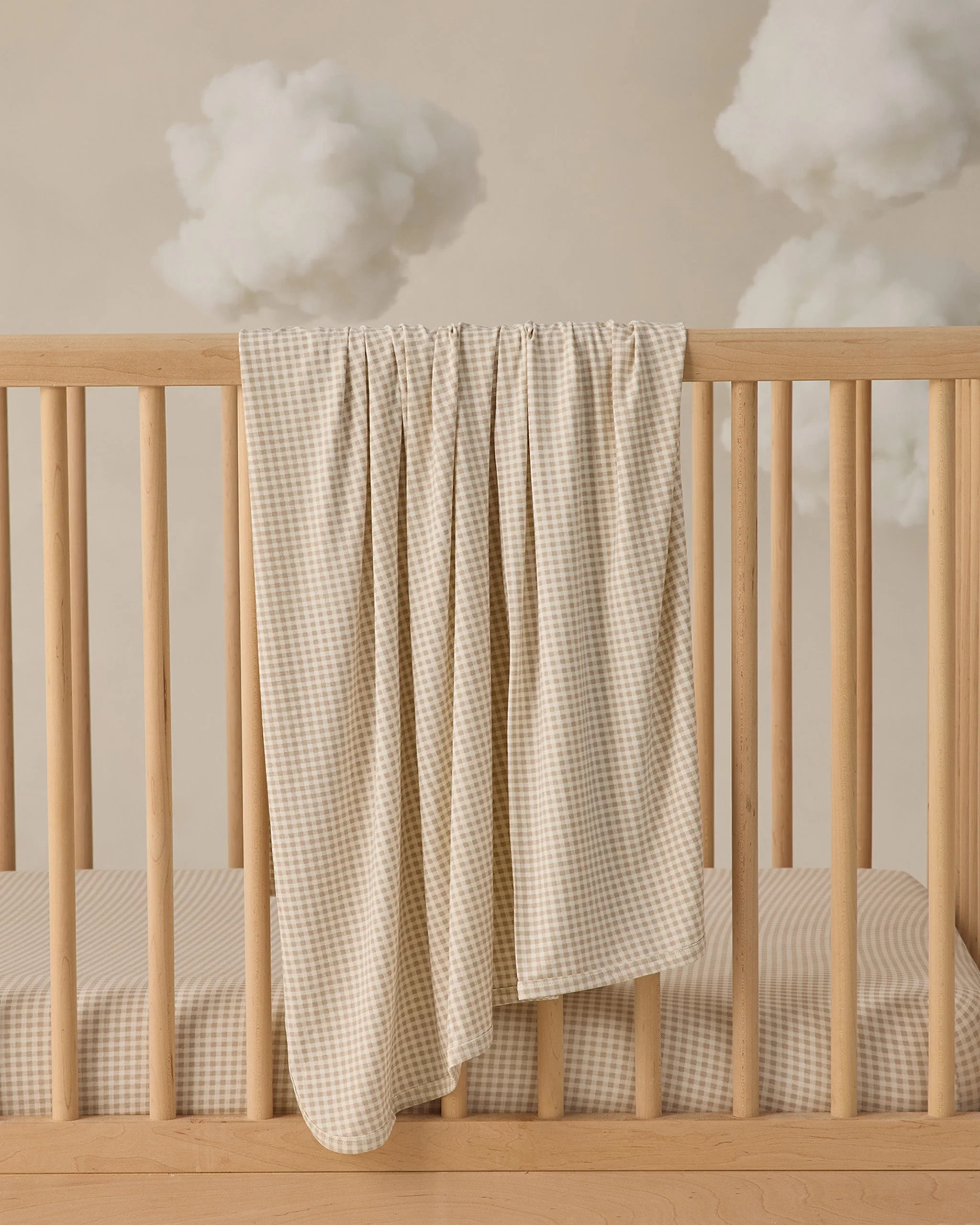 Bamboo Swaddle Oat Gingham - Image 5