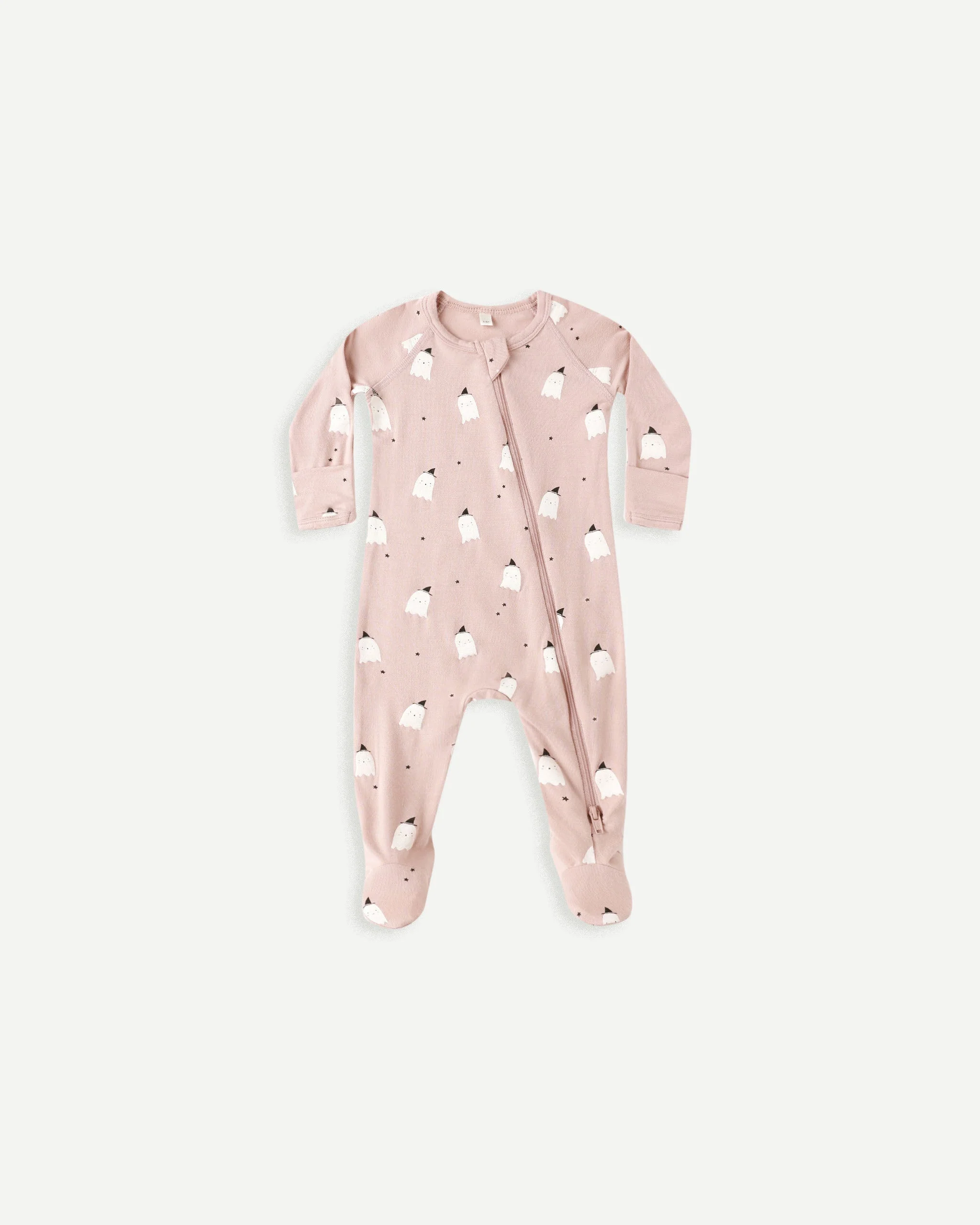 Bamboo Zip Footie || Pink Ghosts