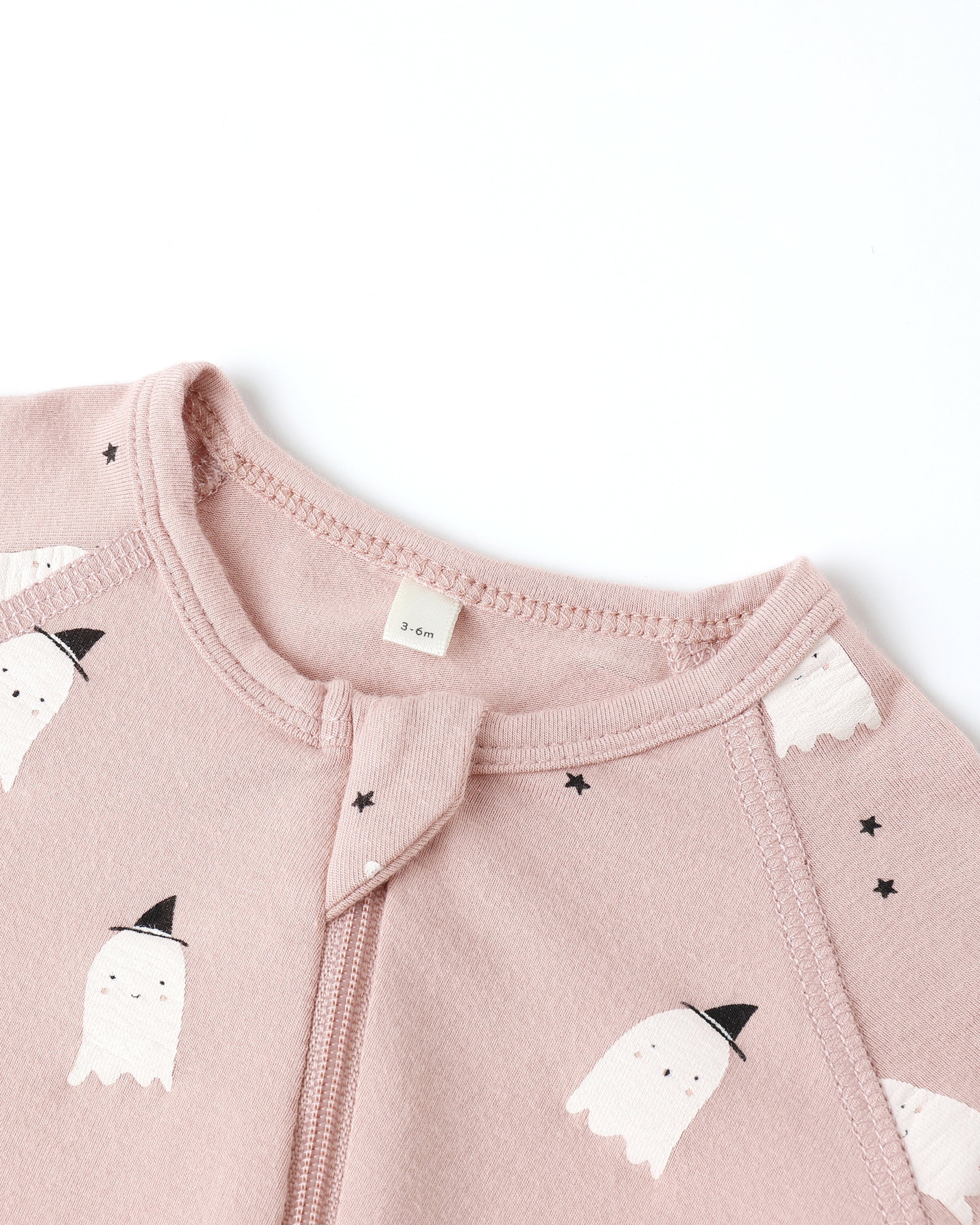 Bamboo Zip Footie || Pink Ghosts - Image 5