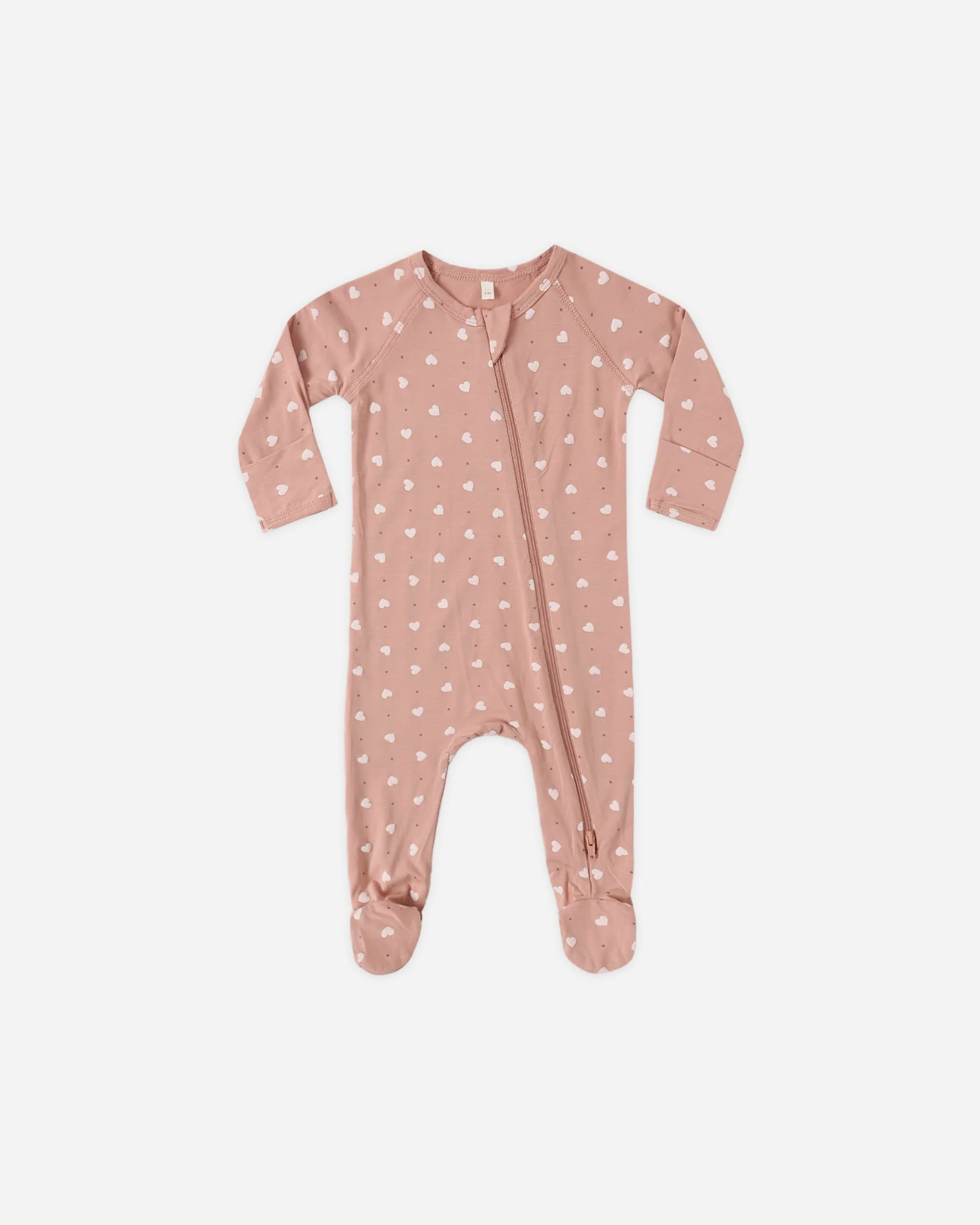 Bamboo Zip Footie Pink Hearts