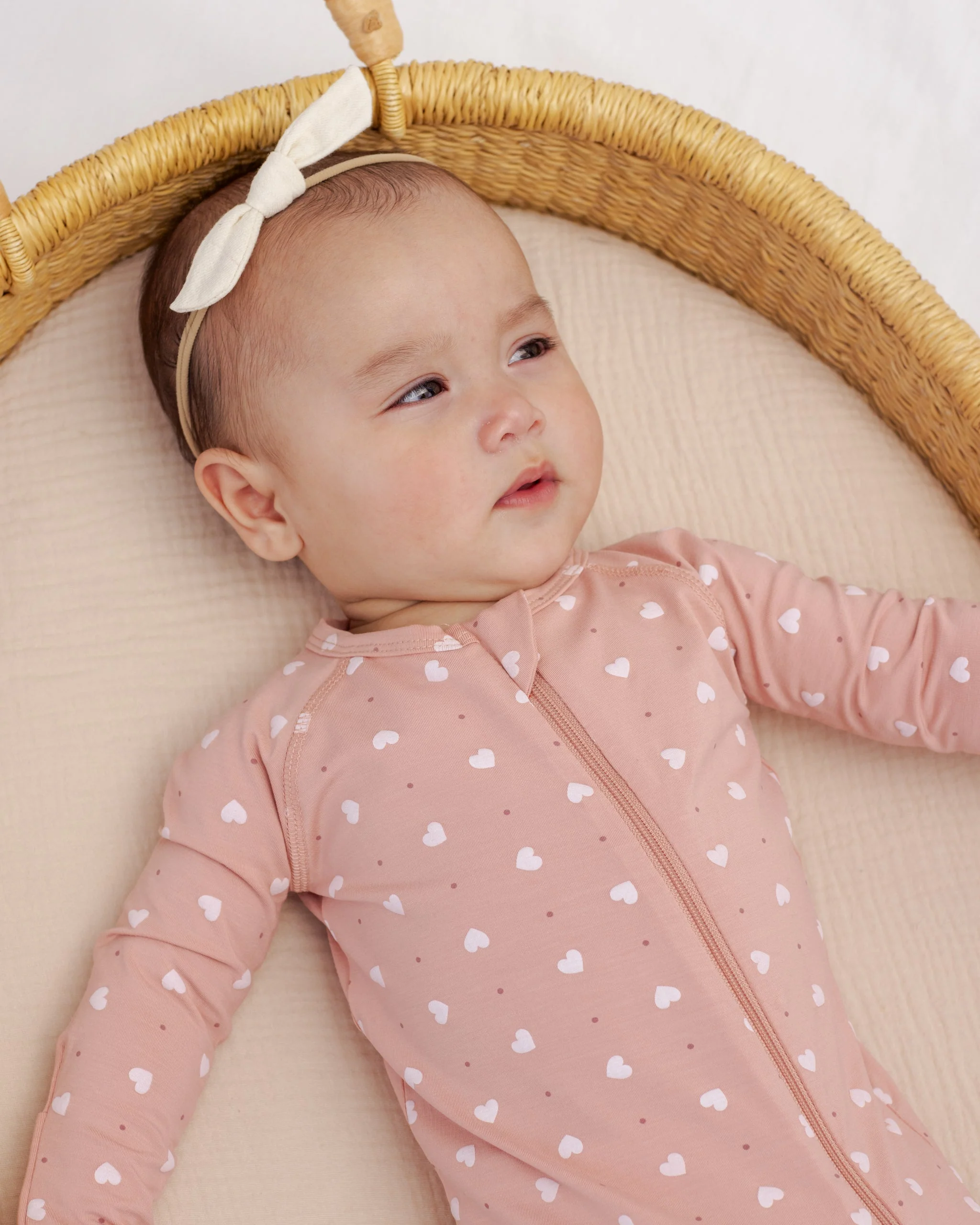 Bamboo Zip Footie Pink Hearts - Image 3
