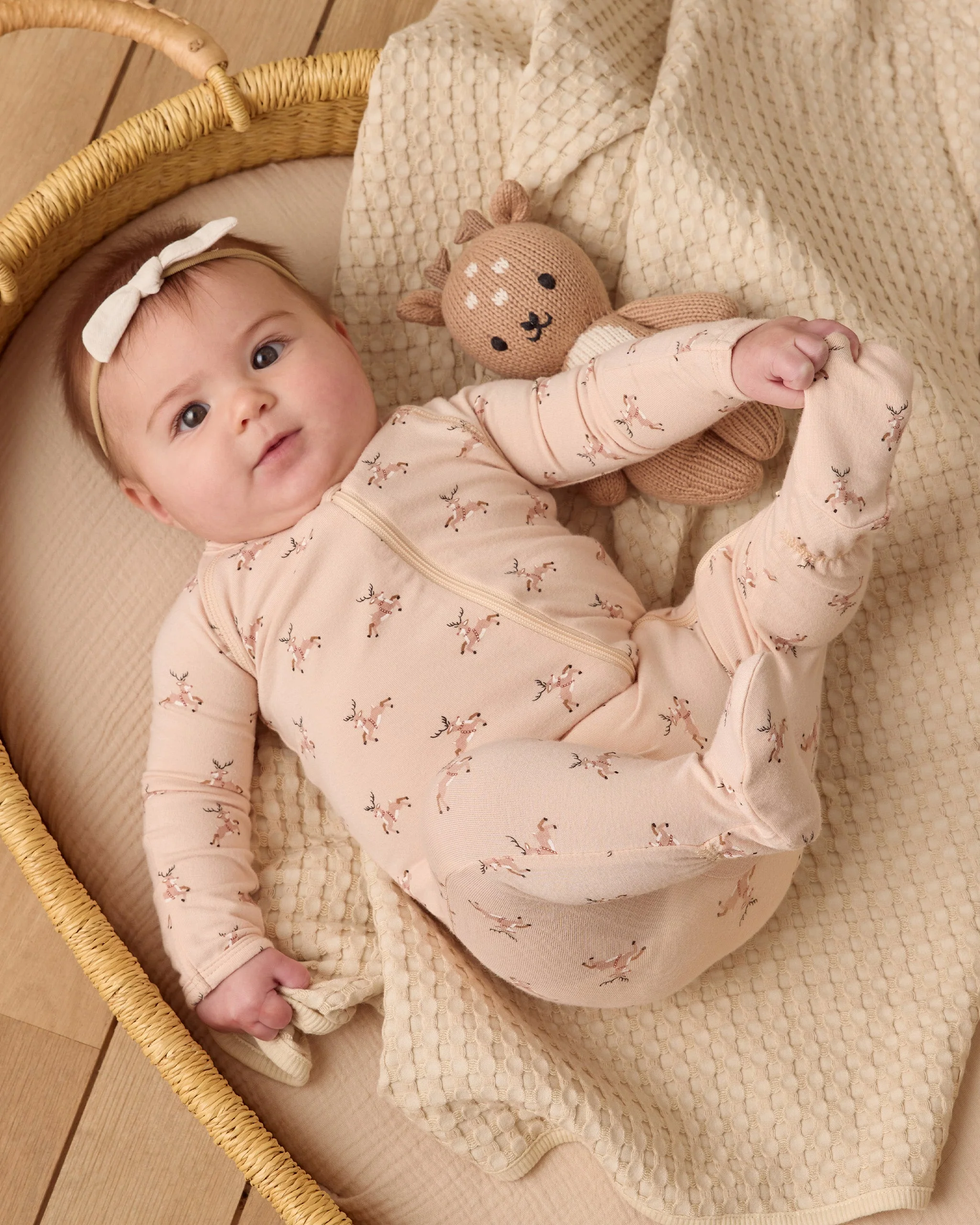 Bamboo Zip Footie || Reindeer - Image 2