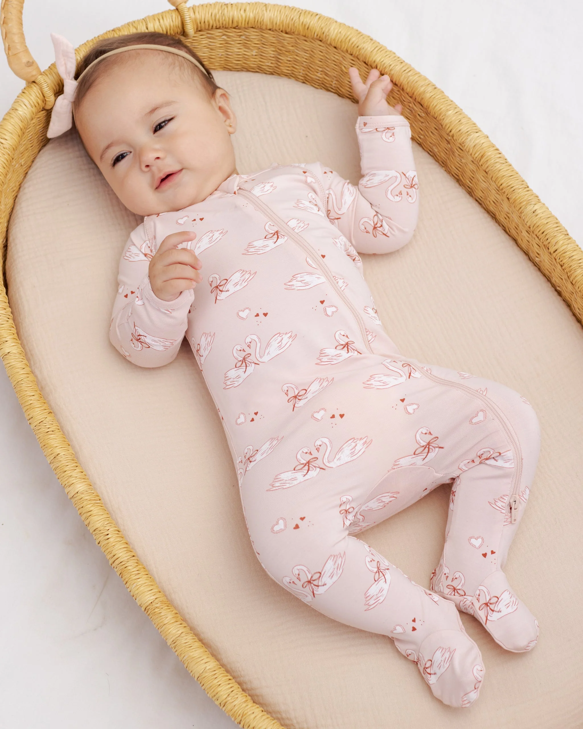 Bamboo Zip Footie Swans - Image 2