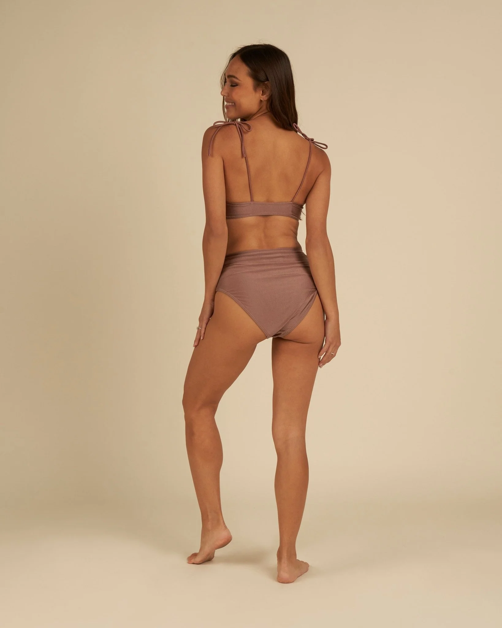 Banded High Cut Bikini Bottom | Mulberry Shimmer - Image 2
