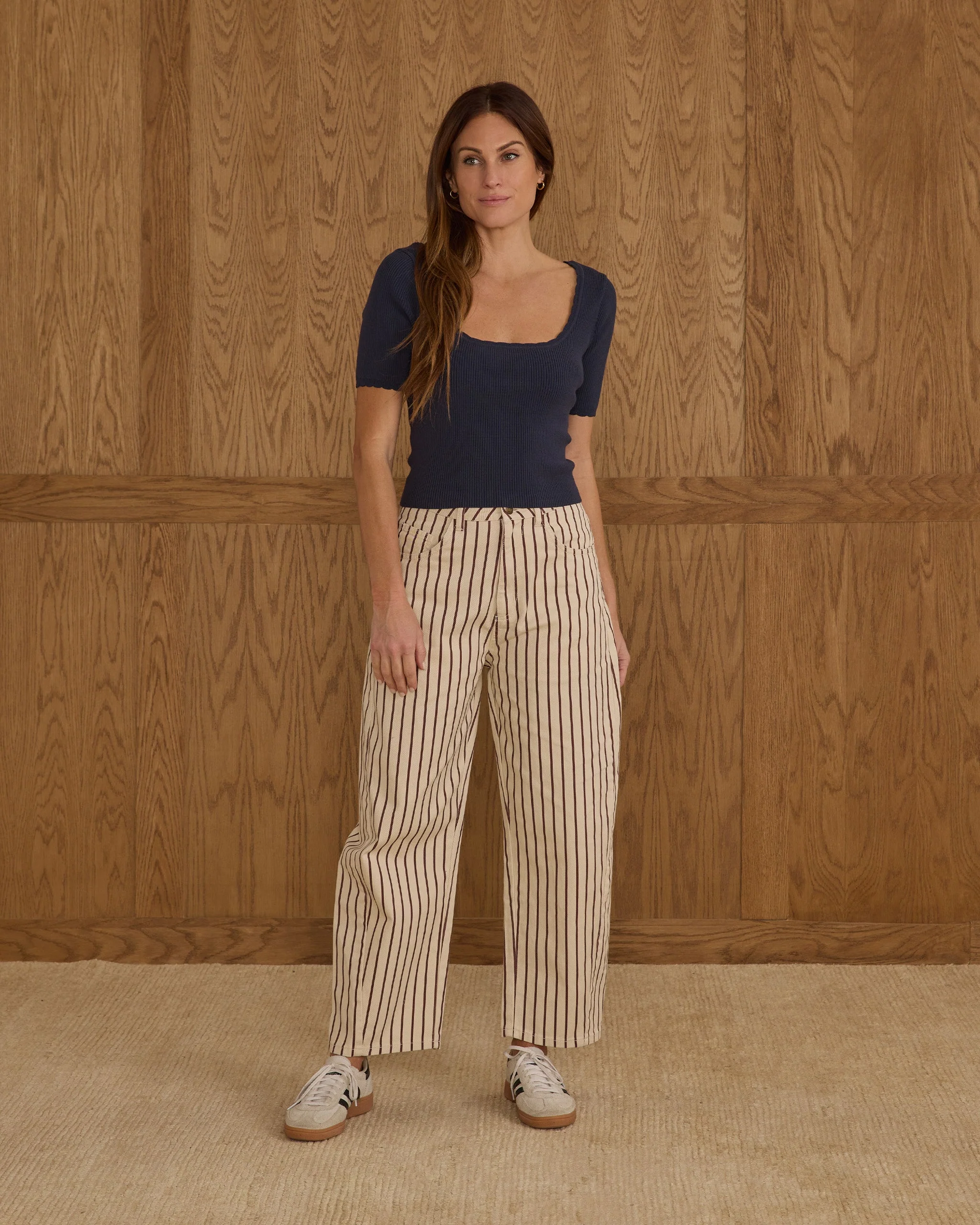 Barrel Pant || Burgundy Pinstripe - Image 6