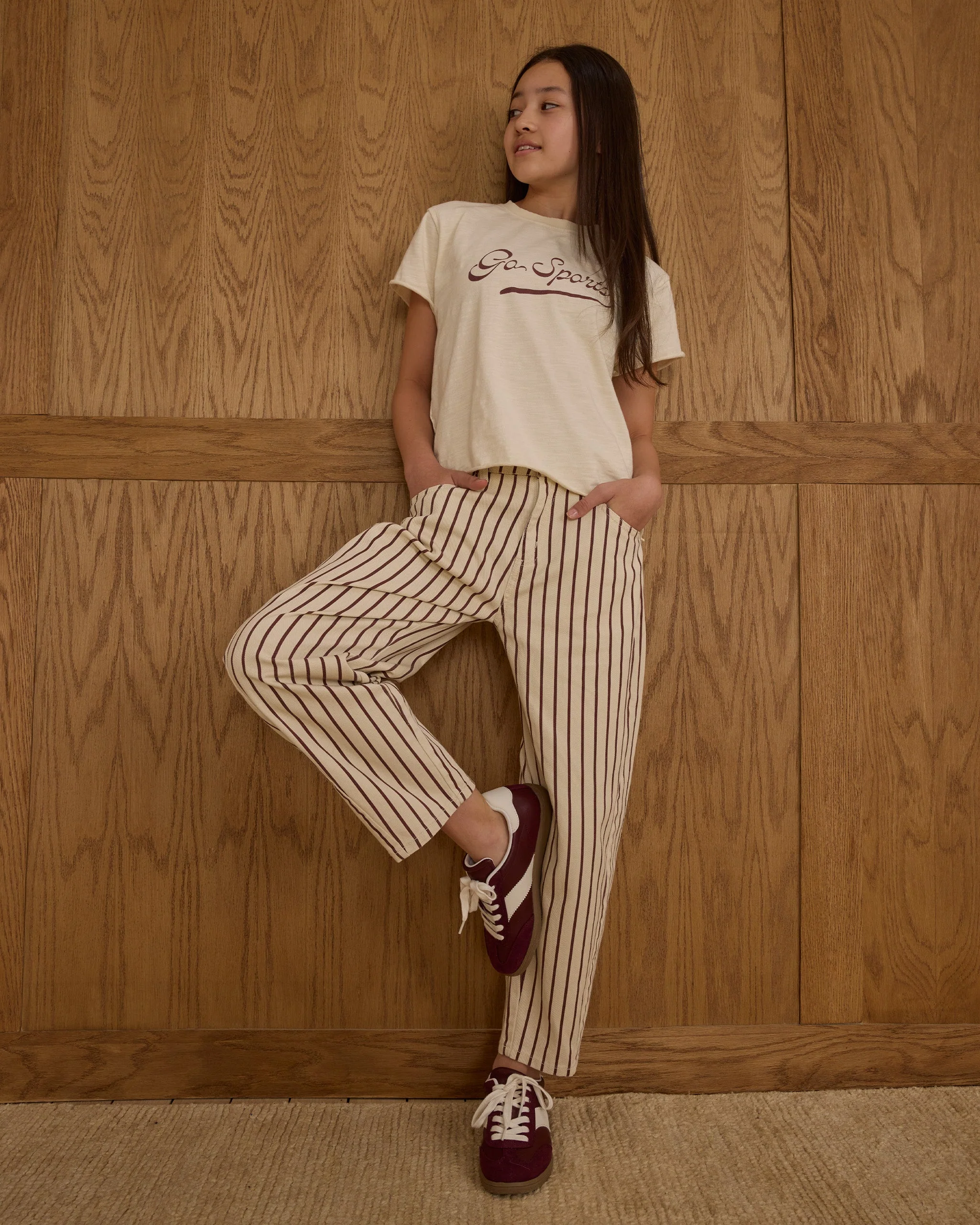 Barrel Pant || Burgundy Pinstripe - Image 4