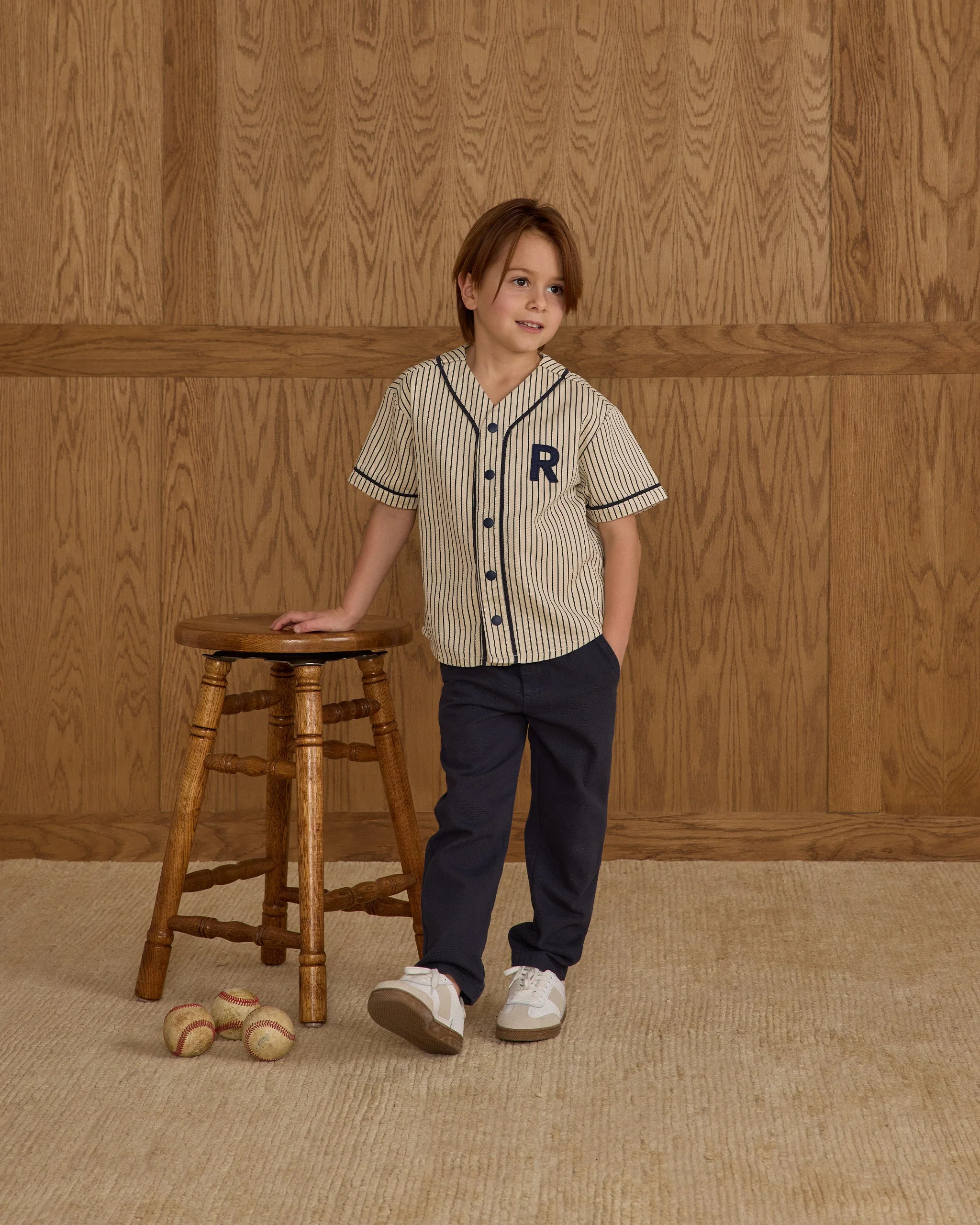 Baseball Shirt || Navy Pinstripe - Image 2