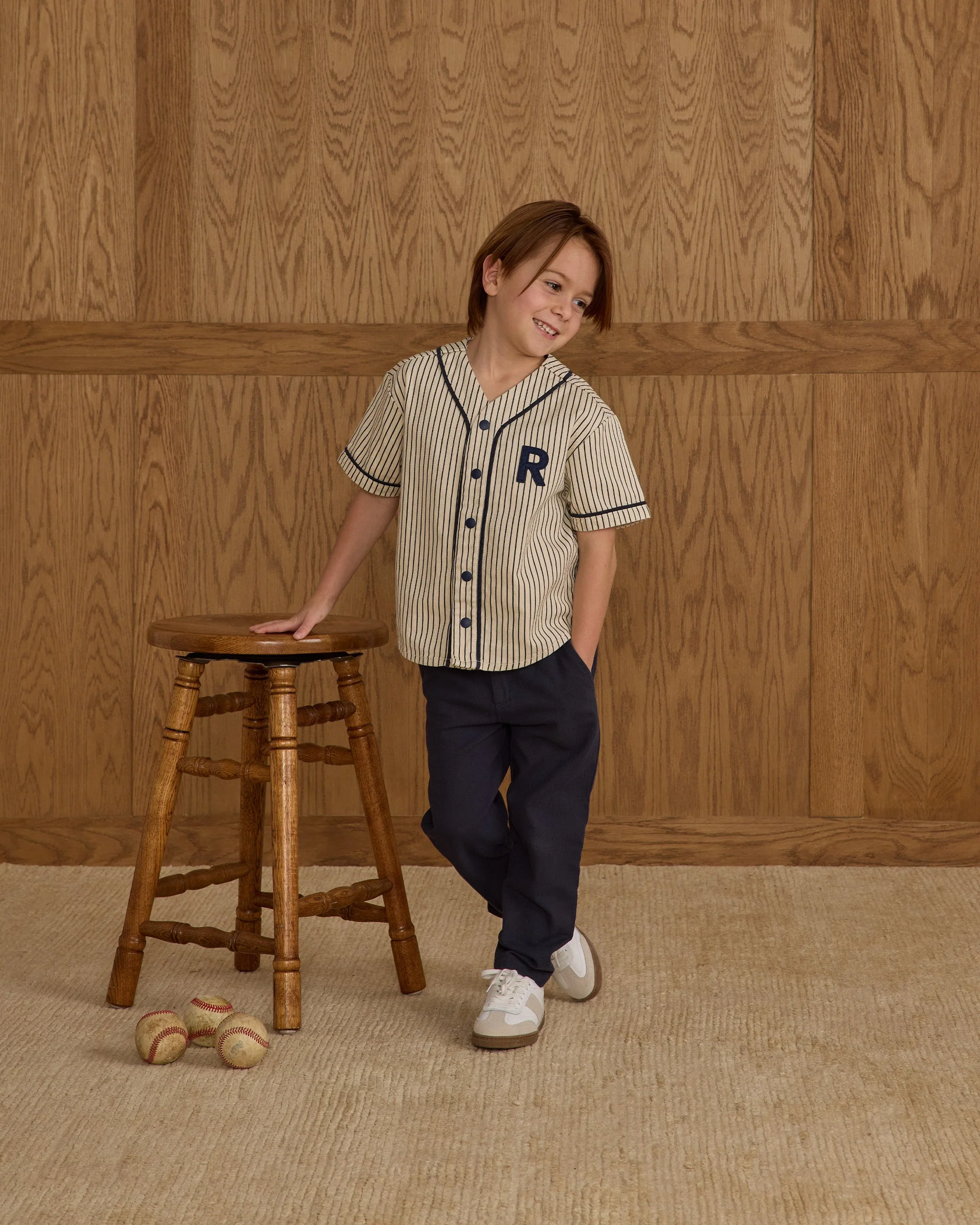 Baseball Shirt || Navy Pinstripe - Image 3