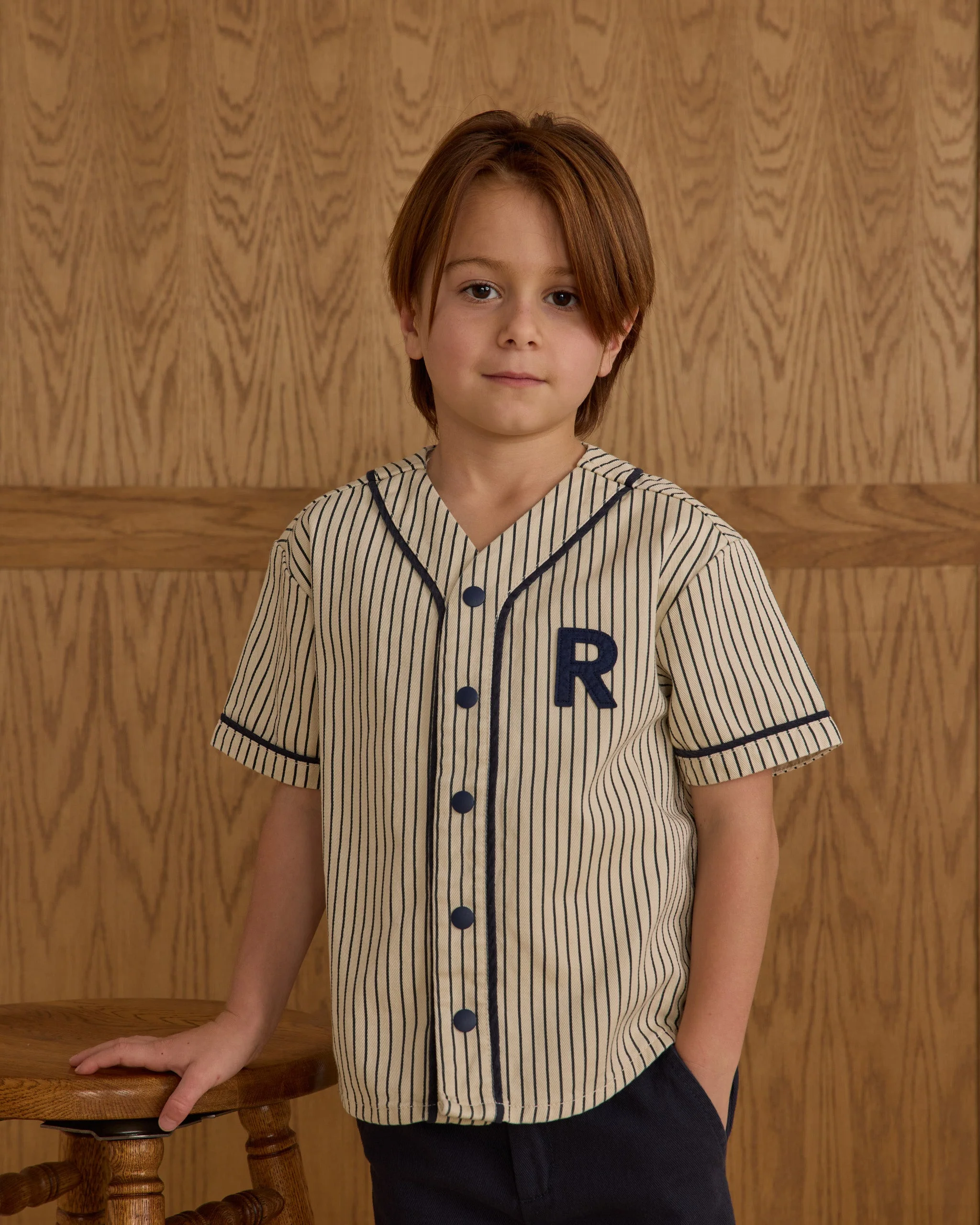 Baseball Shirt || Navy Pinstripe - Image 4