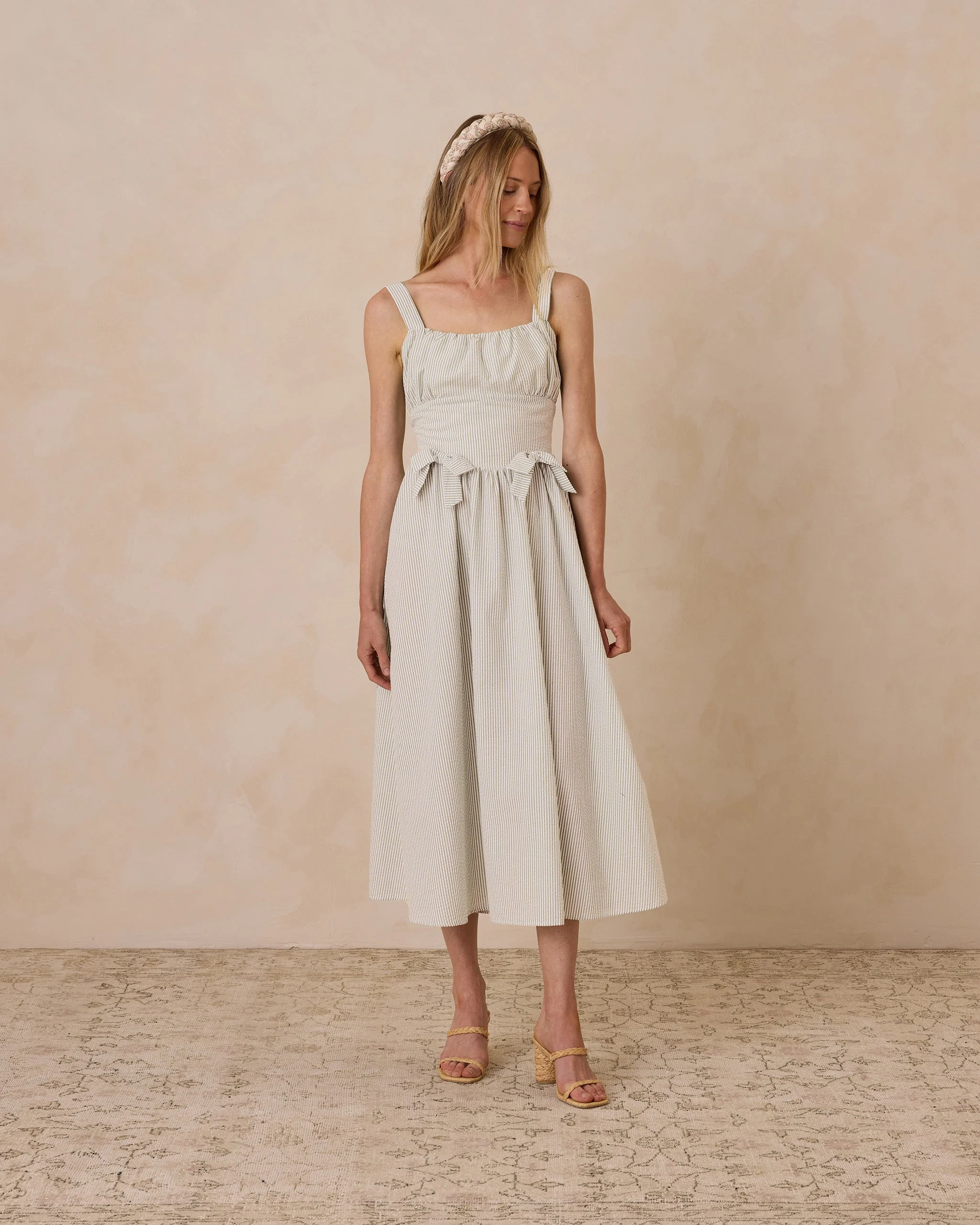 Betsy Dress || Sage Stripe - Image 2