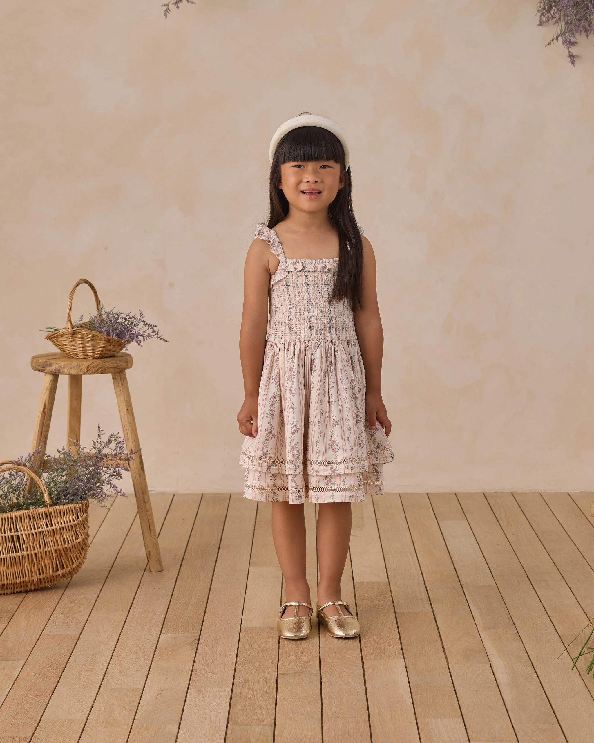 Birdie Dress Spring Floral Stripe - Image 2
