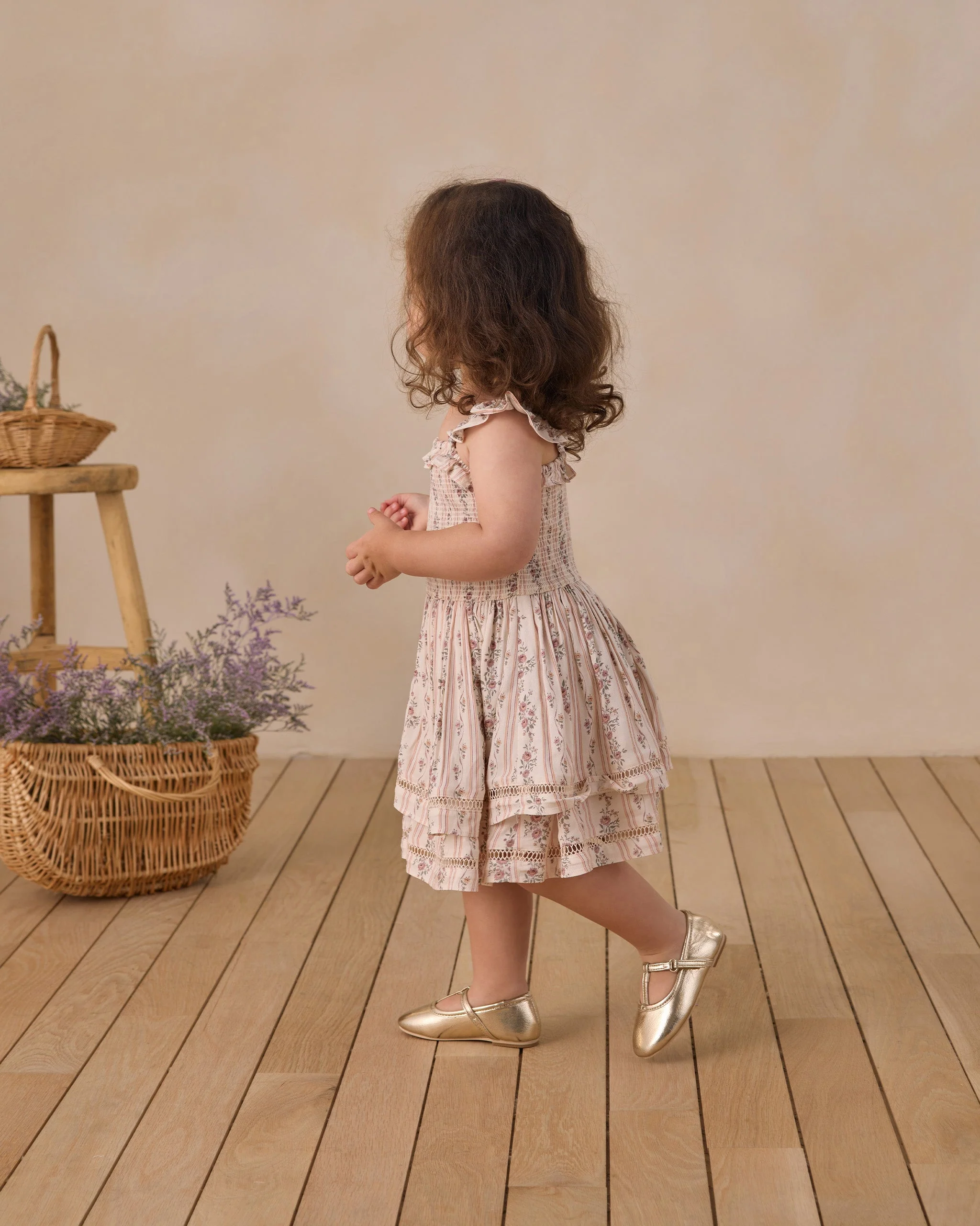 Birdie Dress Spring Floral Stripe - Image 3