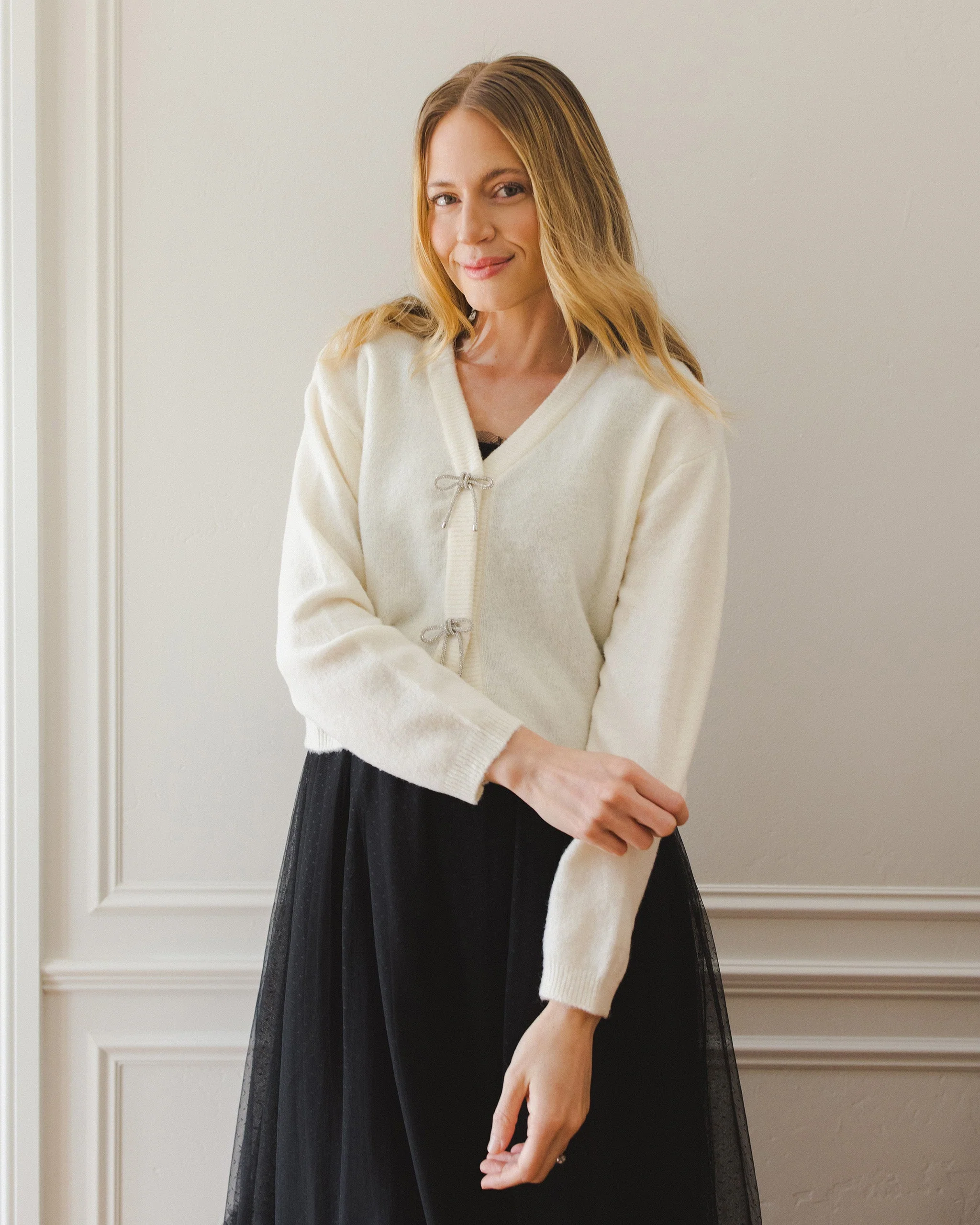 Bow Cardigan | Ivory - Image 3
