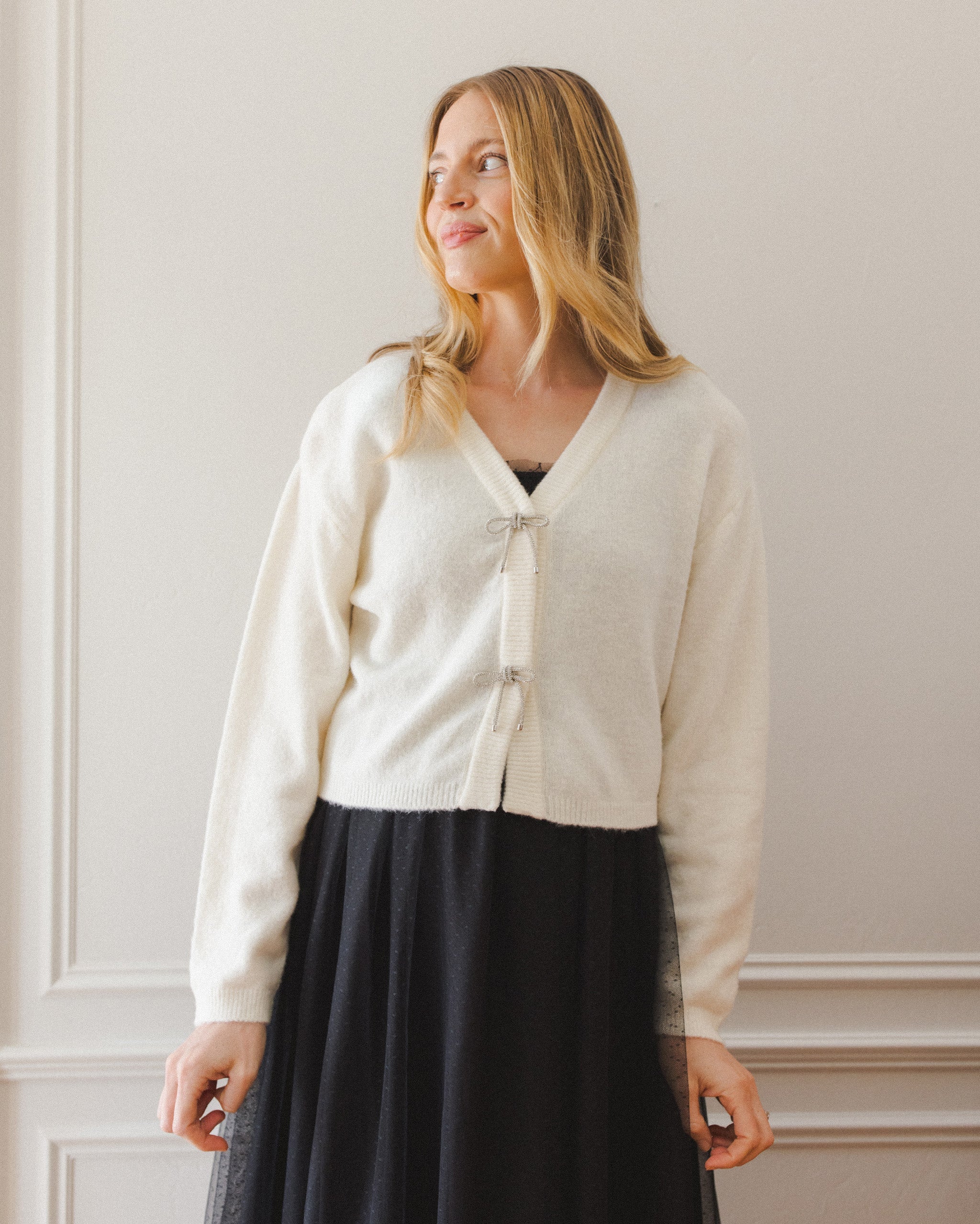 Bow Cardigan | Ivory - Image 5