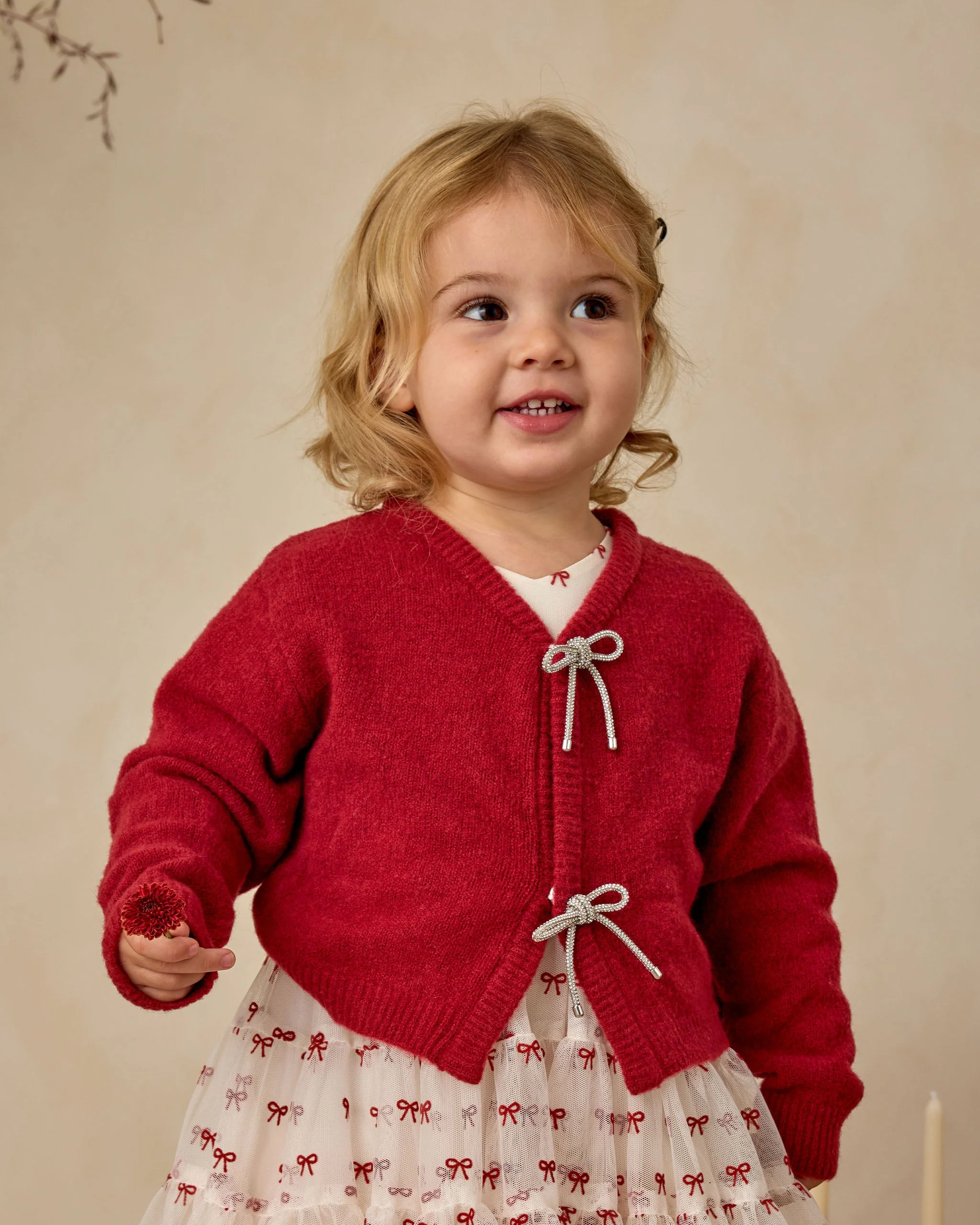 Bow Cardigan | Ruby - Image 3
