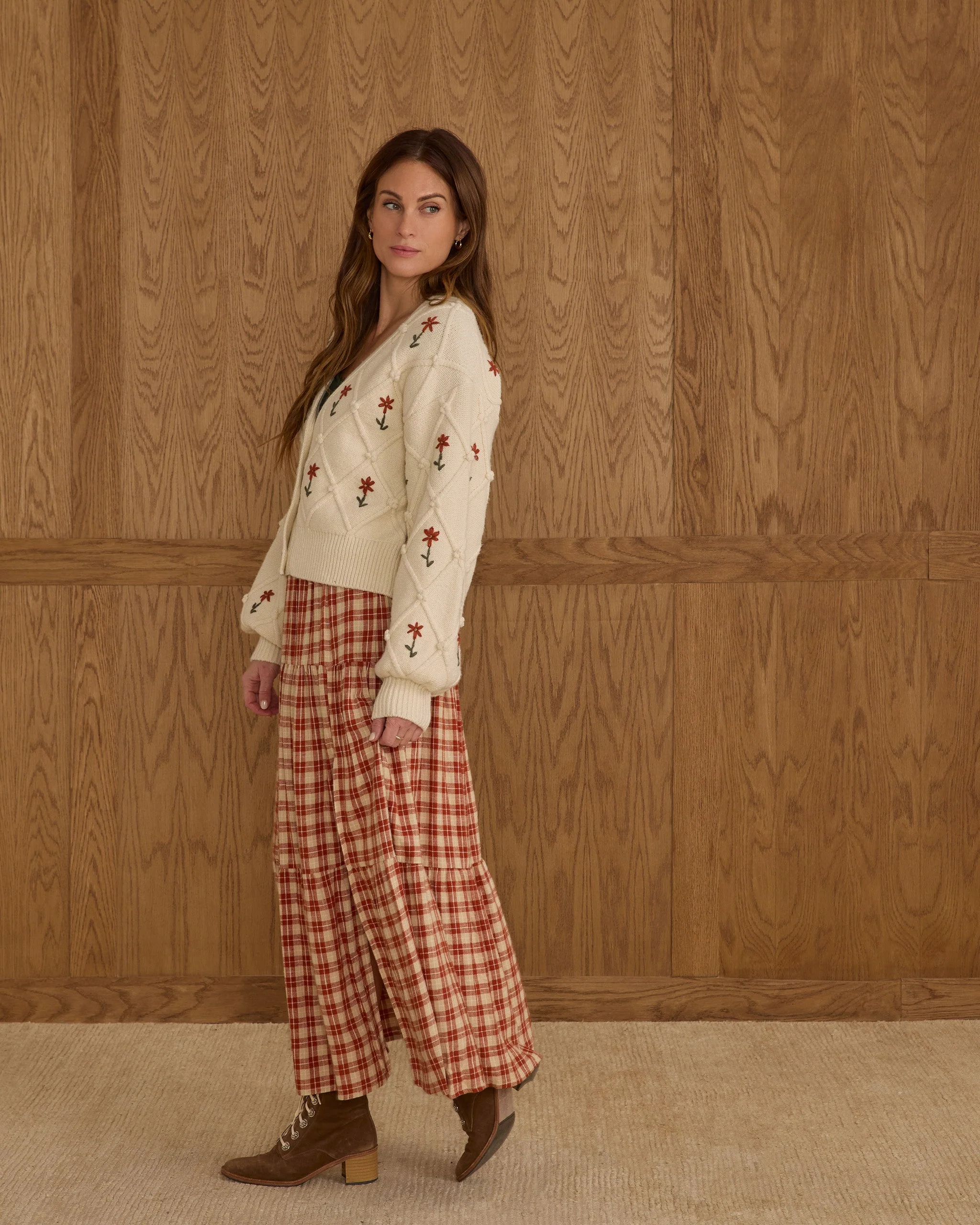 Boxy Crop Cardigan | Winter Daisy Embroidery - Image 3