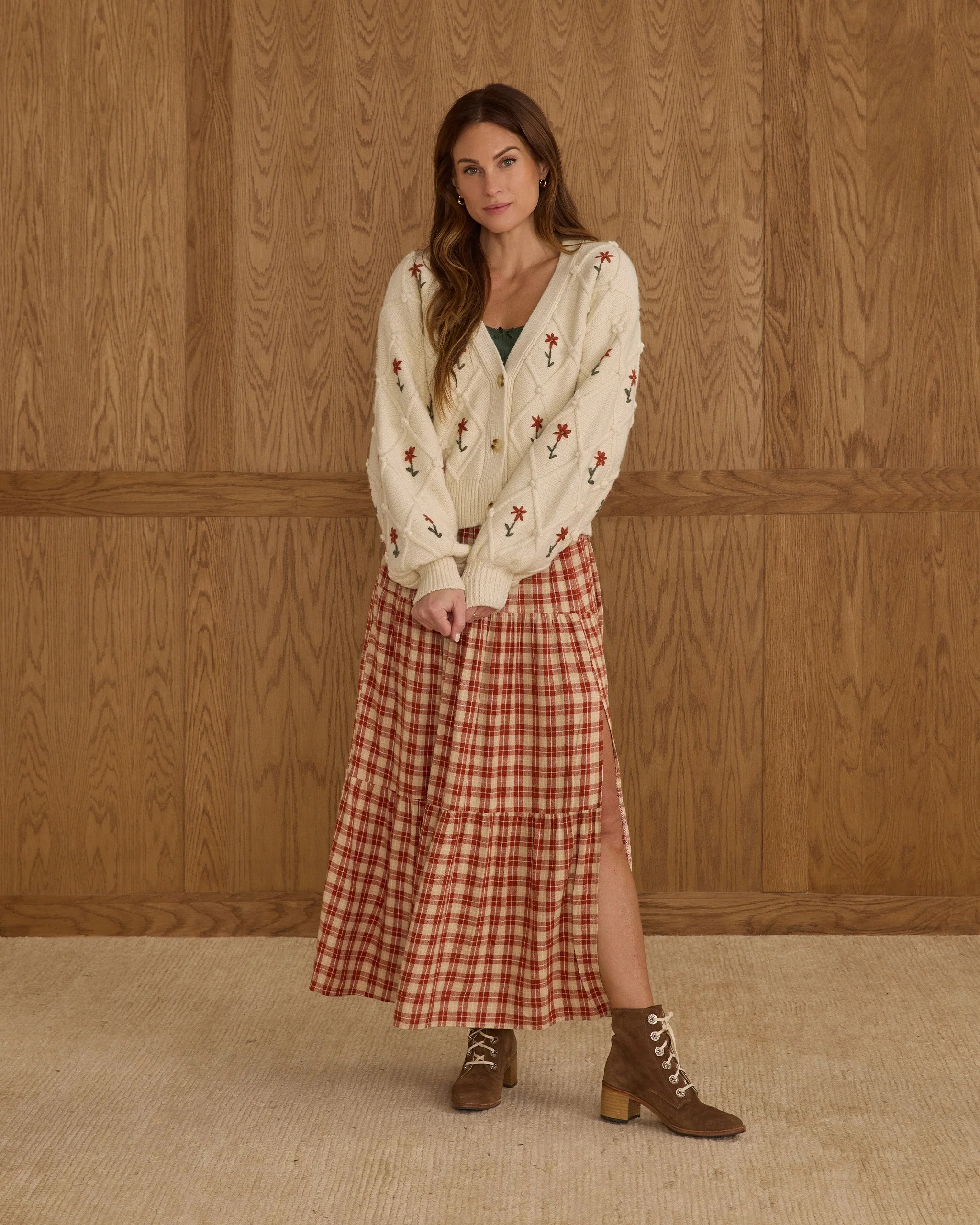 Boxy Crop Cardigan | Winter Daisy Embroidery - Image 4