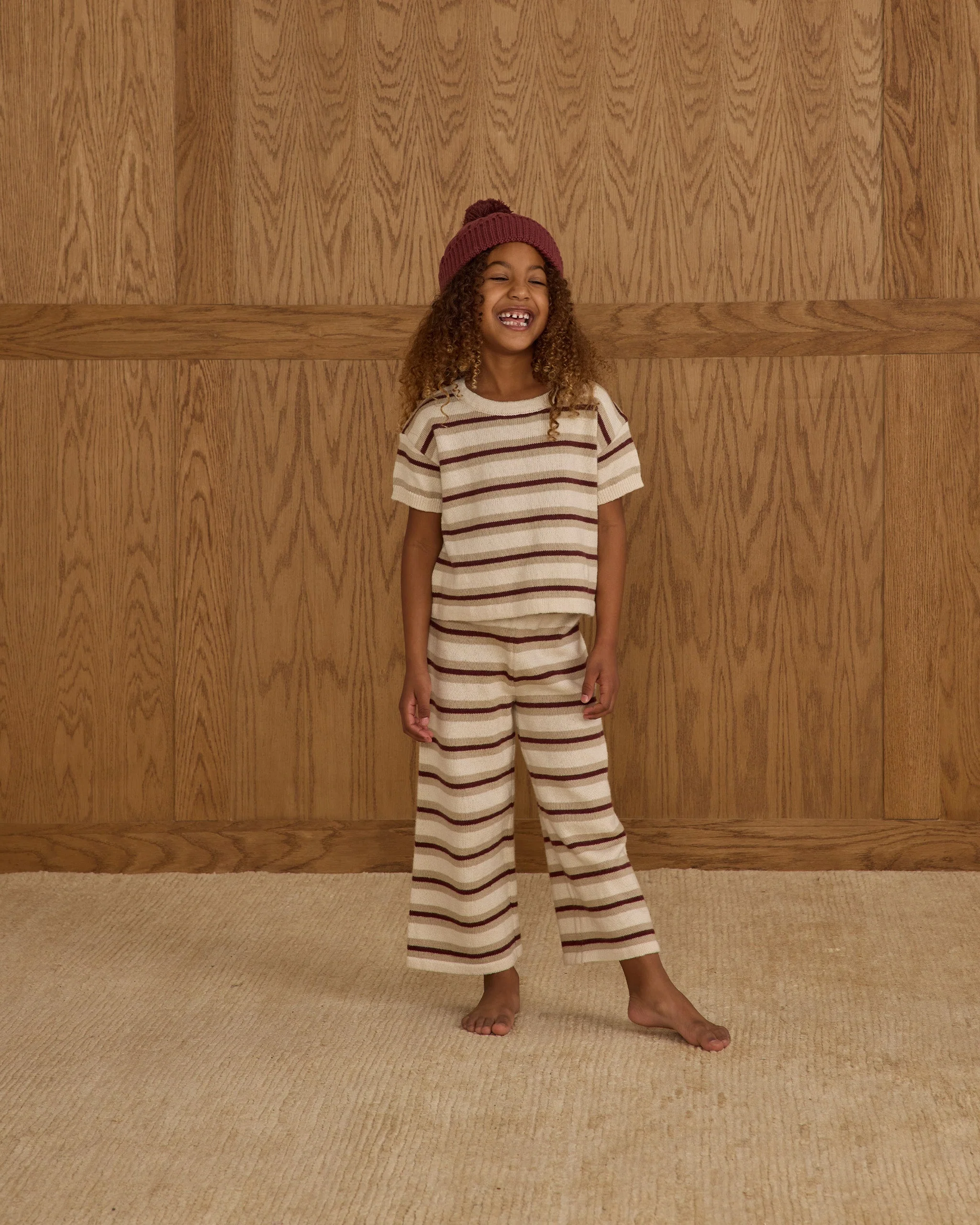 Boxy Crop Knit Tee || Autumn Stripe - Image 2
