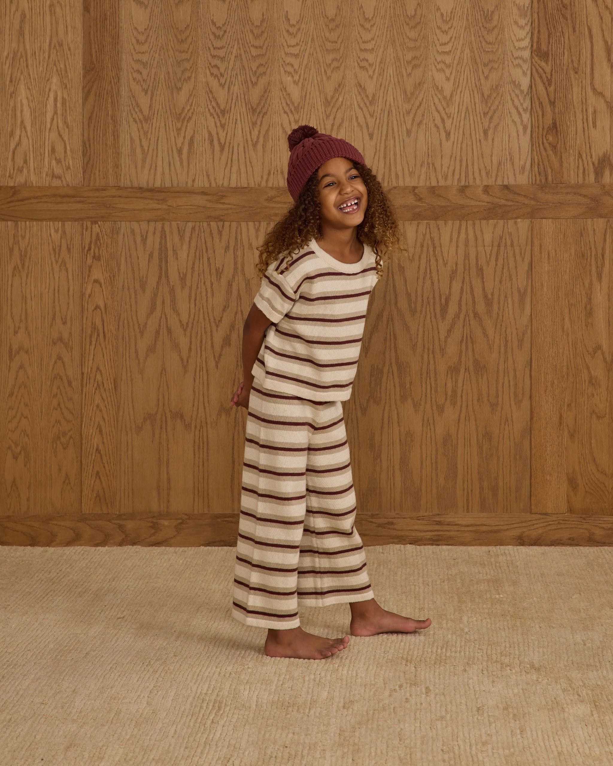 Boxy Crop Knit Tee || Autumn Stripe - Image 3