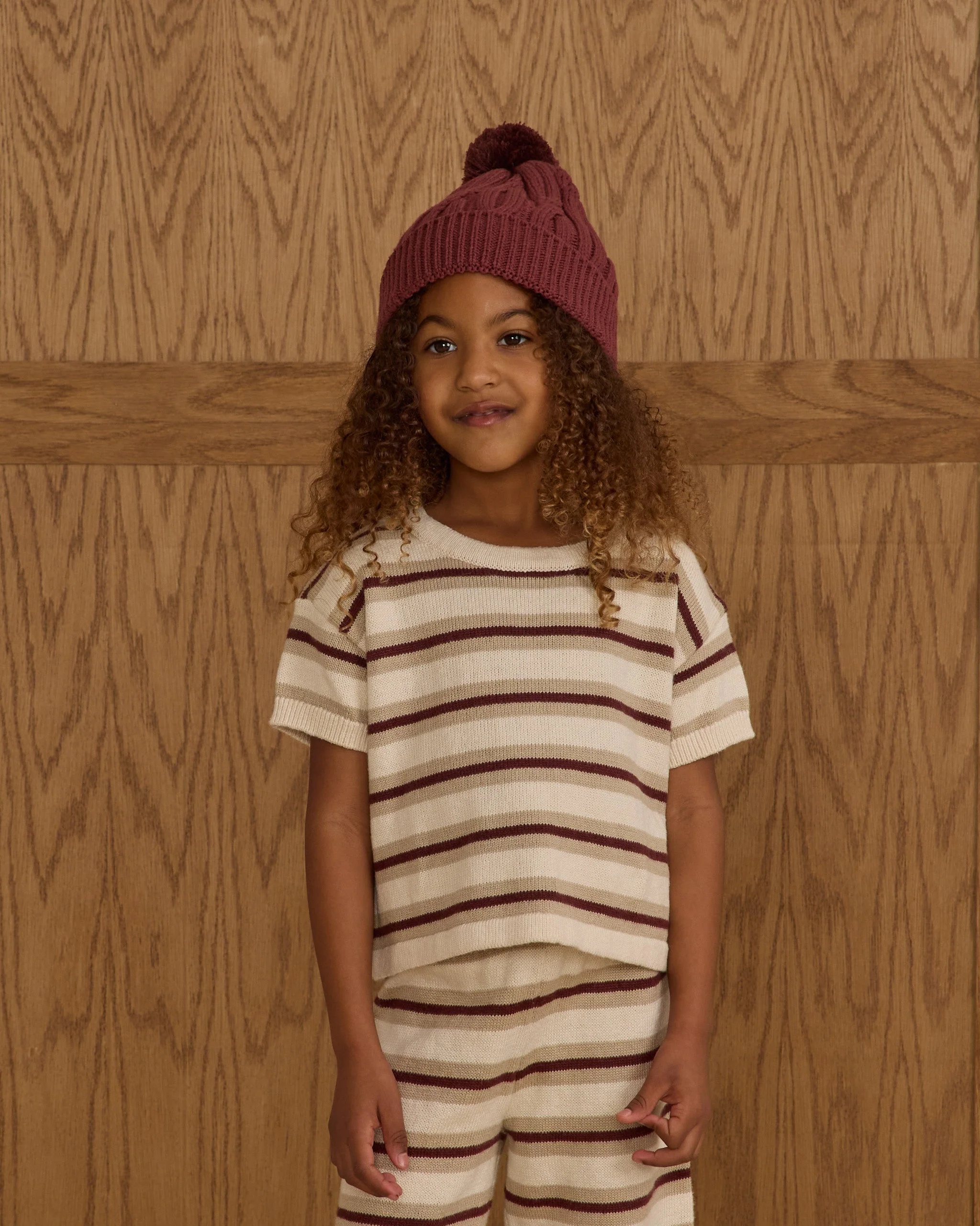Boxy Crop Knit Tee || Autumn Stripe - Image 4