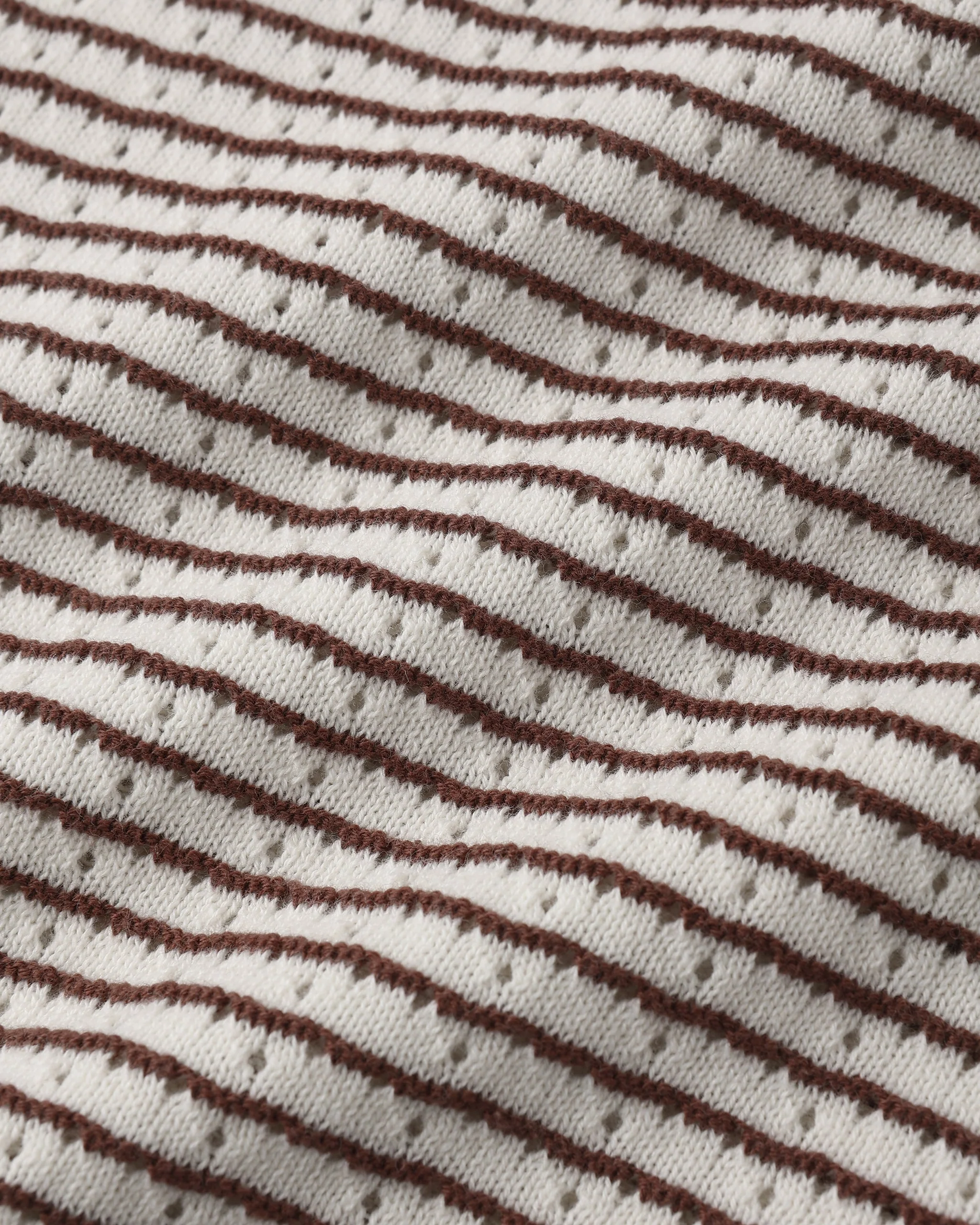 Boxy Crop Knit Tee Chocolate Stripe - Image 4