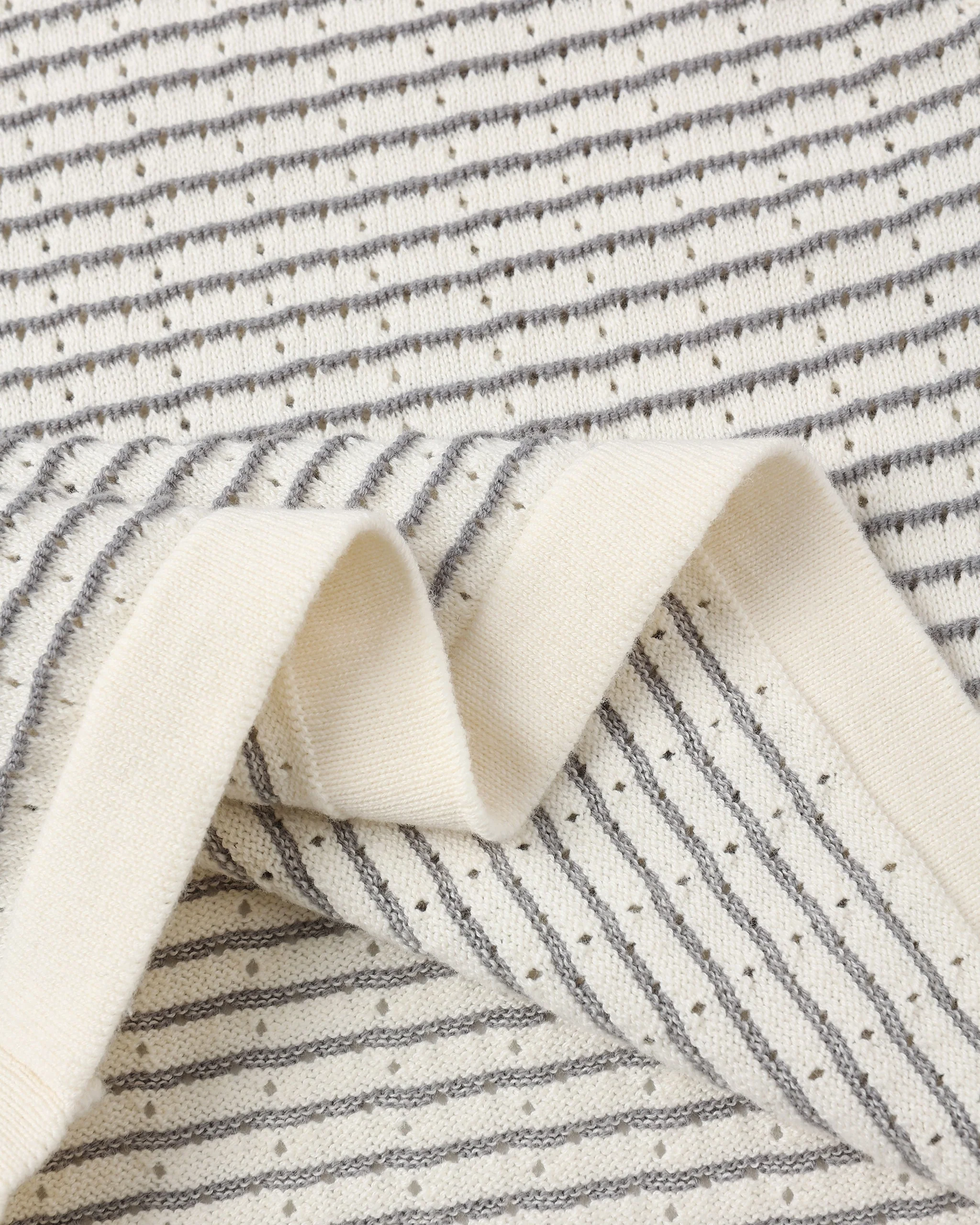 Boxy Crop Knit Tee || Dusty Blue Stripe - Image 2