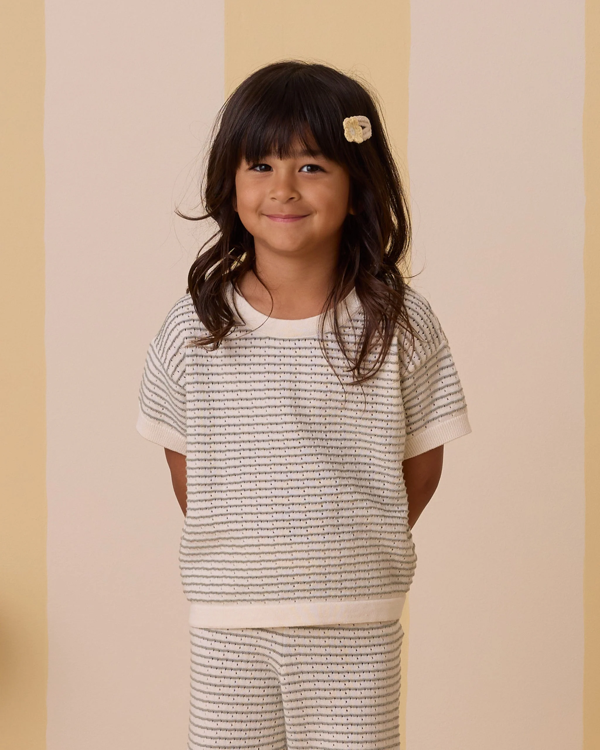 Boxy Crop Knit Tee || Sage Stripe* - Image 3